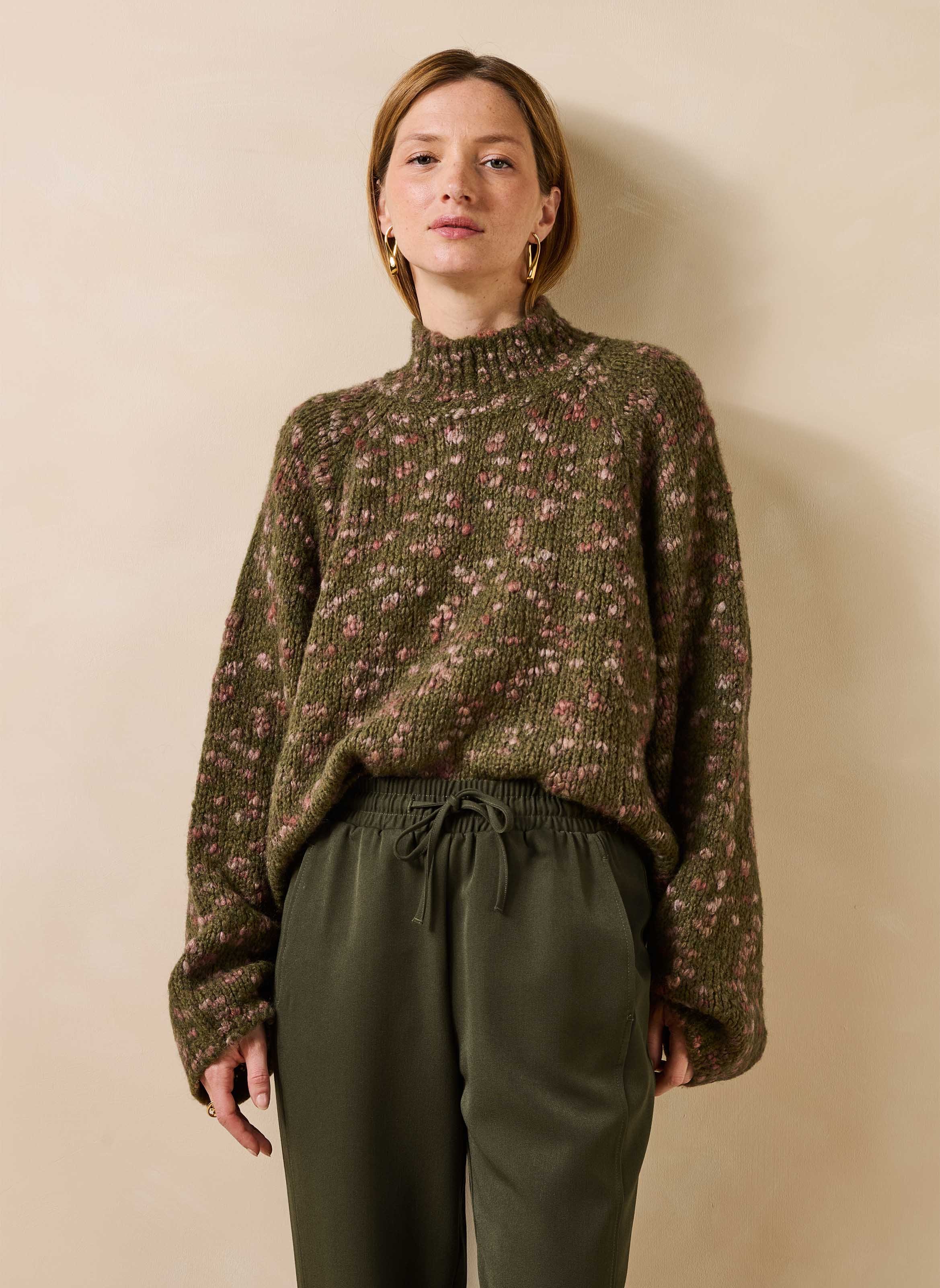 Oversize-Pullover mit Stehkragen aus Strickware LA FEE MARABOUTEE