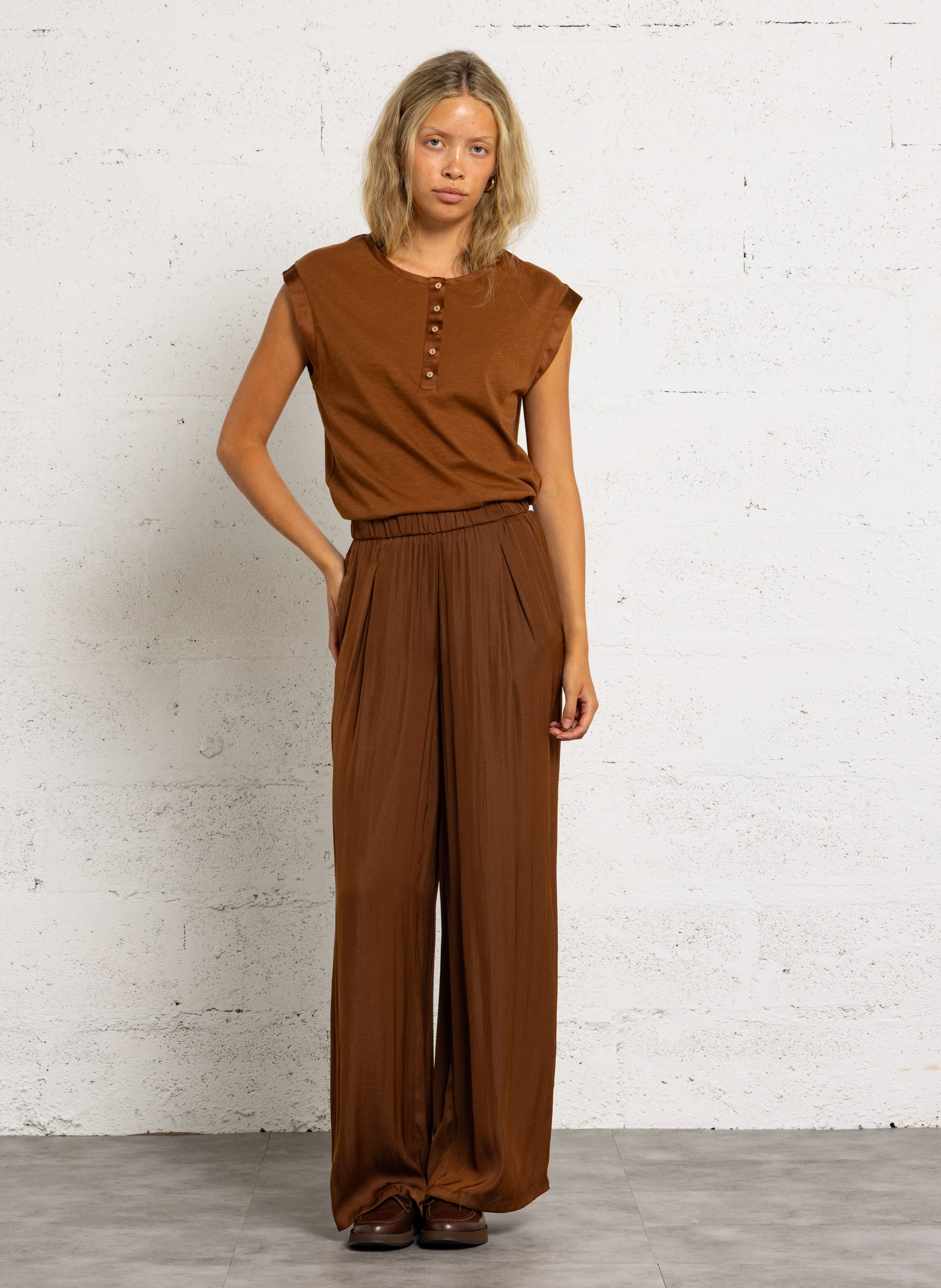Oversized cotton T-shirt MAISON 123 Beige