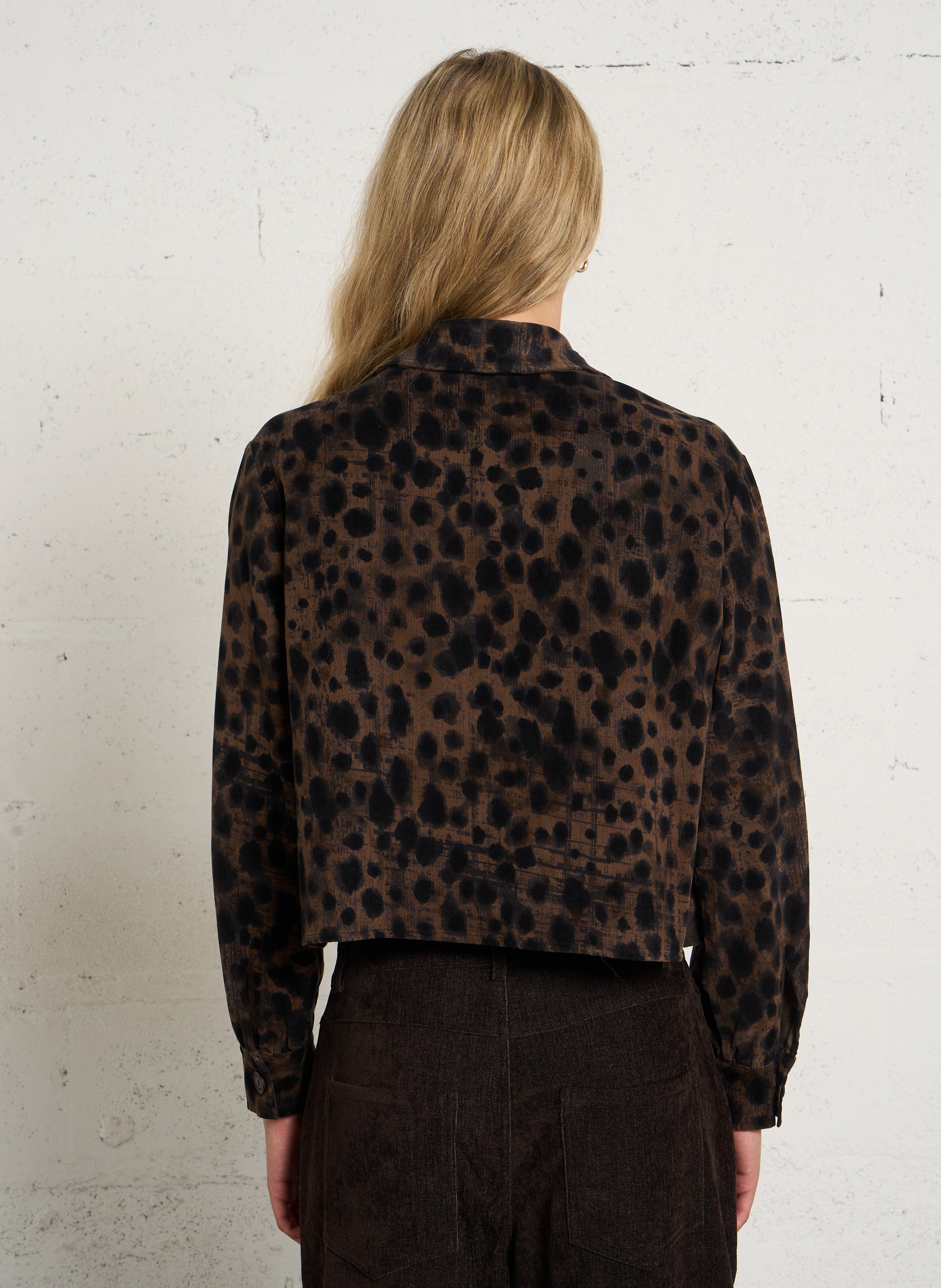Short printed straight jacket PLEASE Brown
