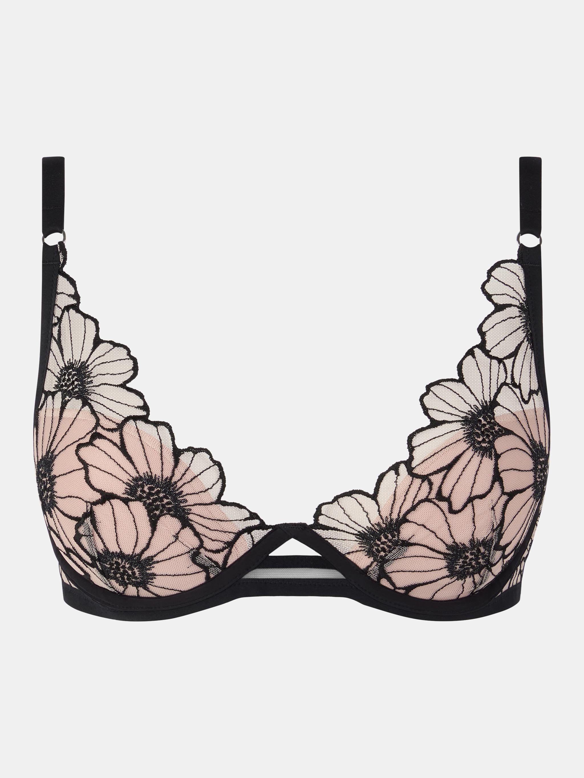 Plunging padded bra with embroidery CHANTELLE PULP Multicolored