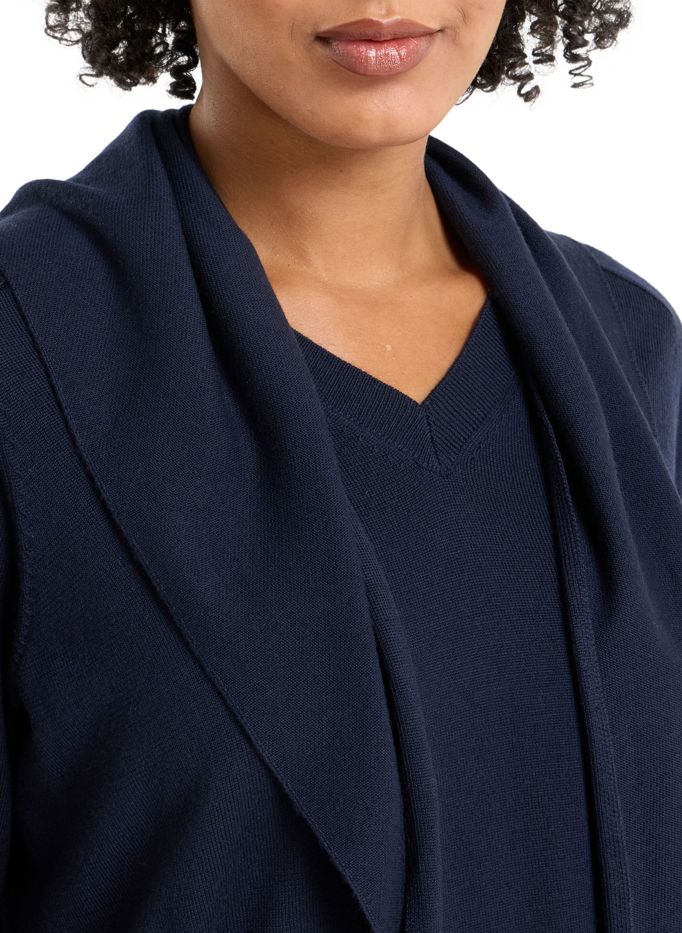 V-neck sweater with removable wool scarf SAISON 1865 Blue