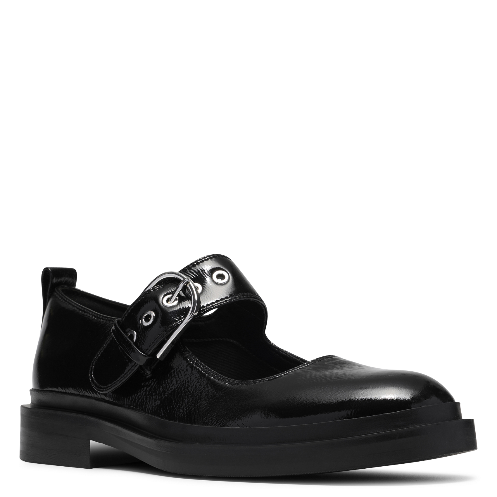 Patent leather ballet flats with ankle strap CLARKS Black