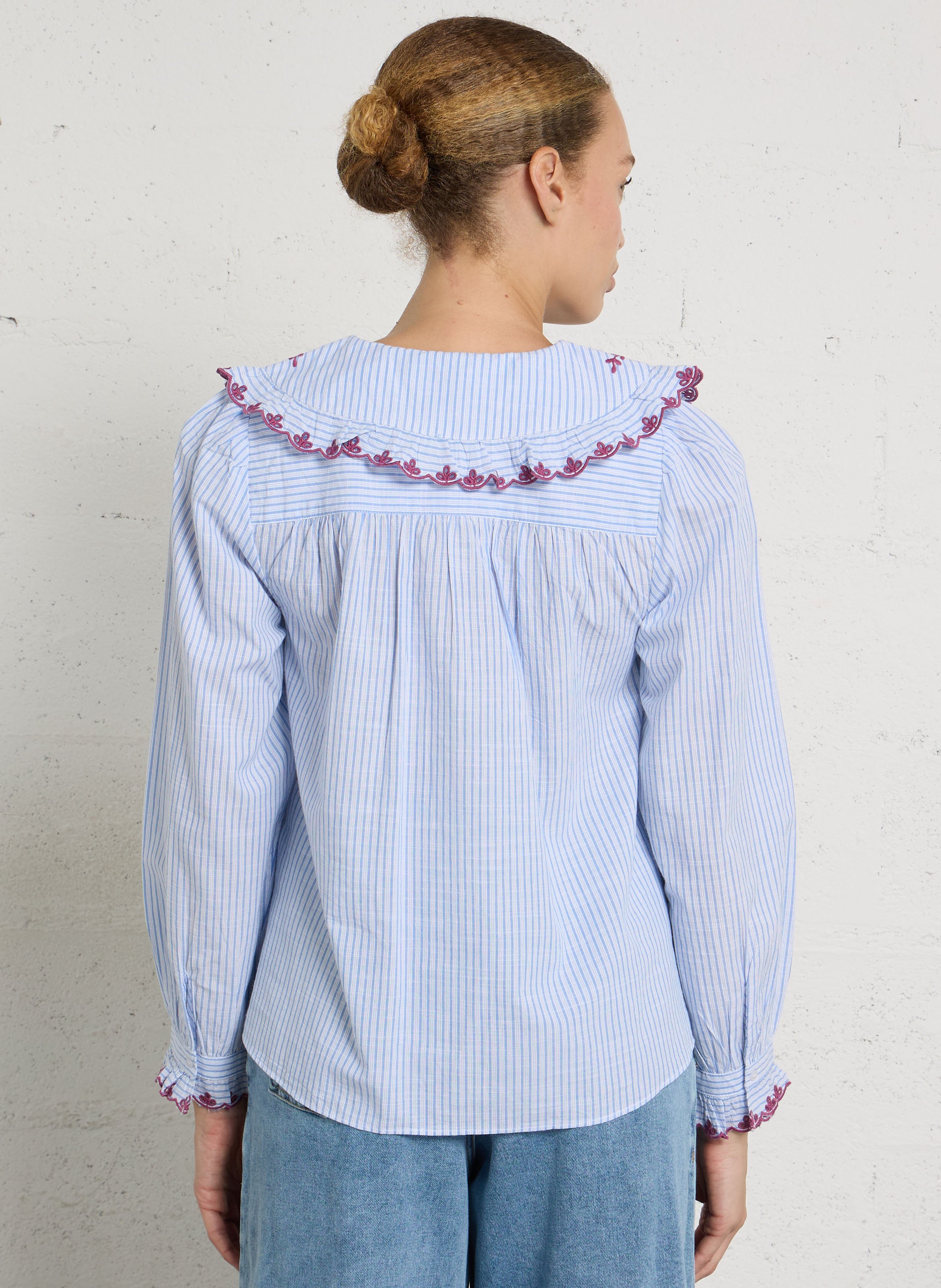 Cotton shirt with Peter Pan collar SUD EXPRESS Blue