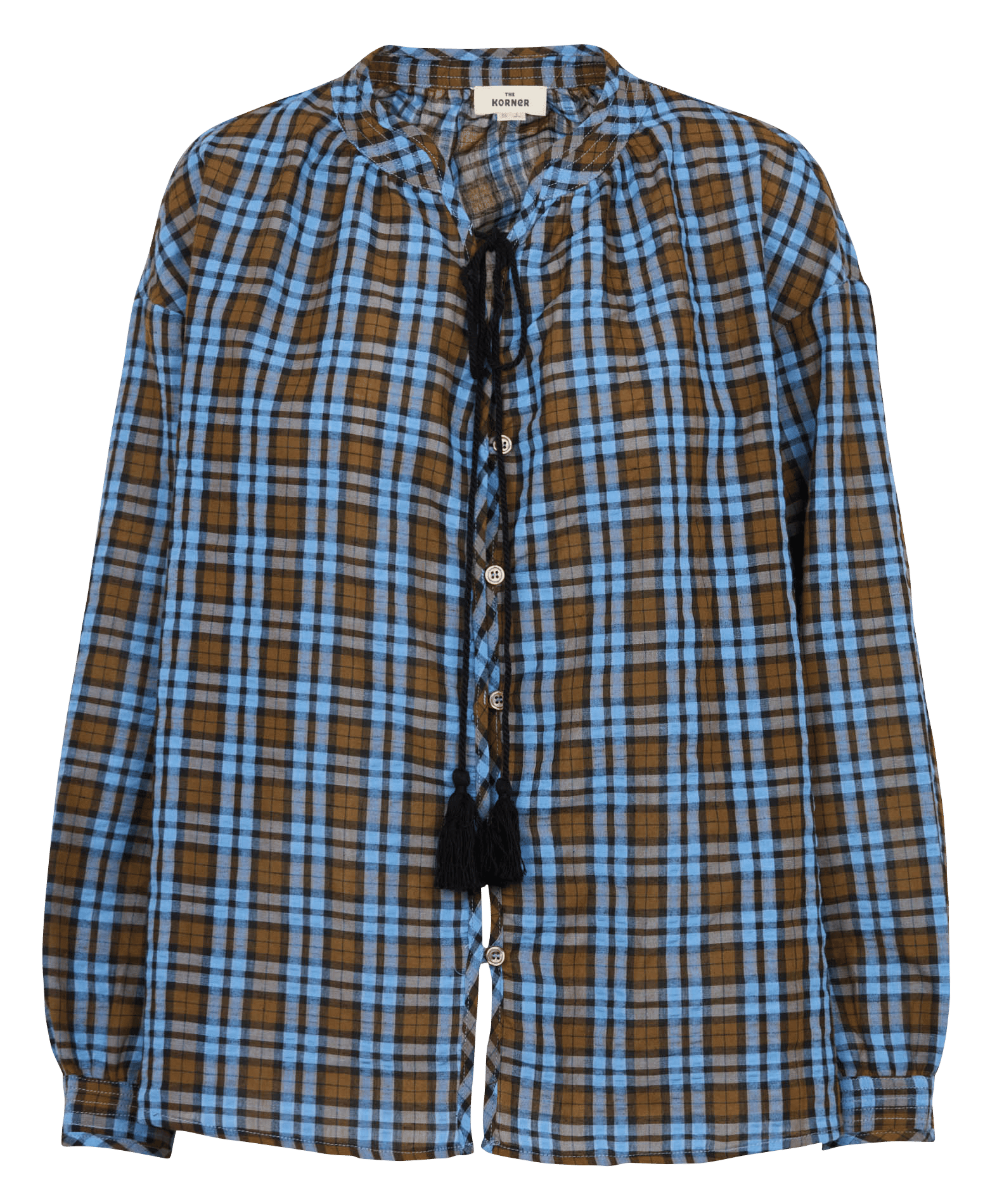 Katoenen blouse met ronde hals THE KORNER Blauw