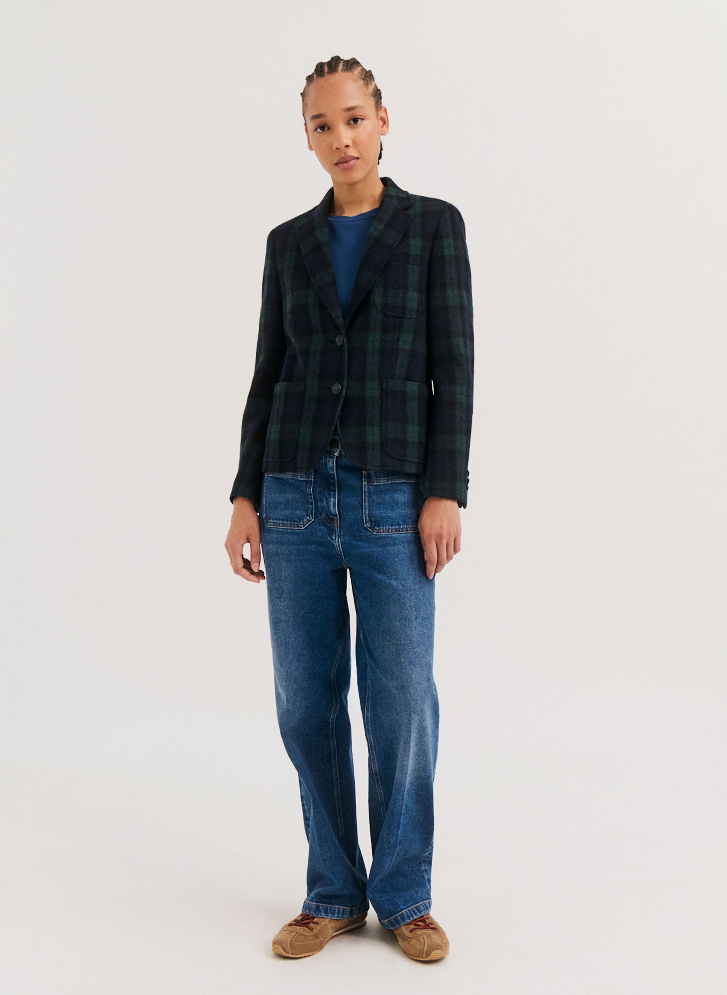Blazer van bedrukte wollen stof PABLO Blauw