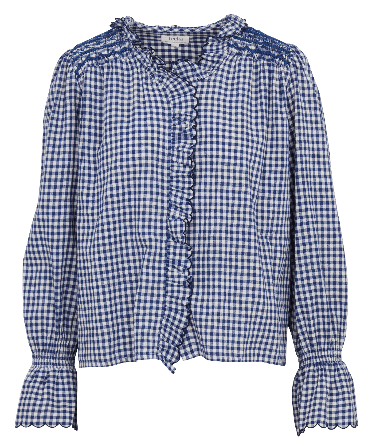 Gerade geschnittenes Hemd mit Vichy-Muster aus Baumwolle. FEEKA Blau