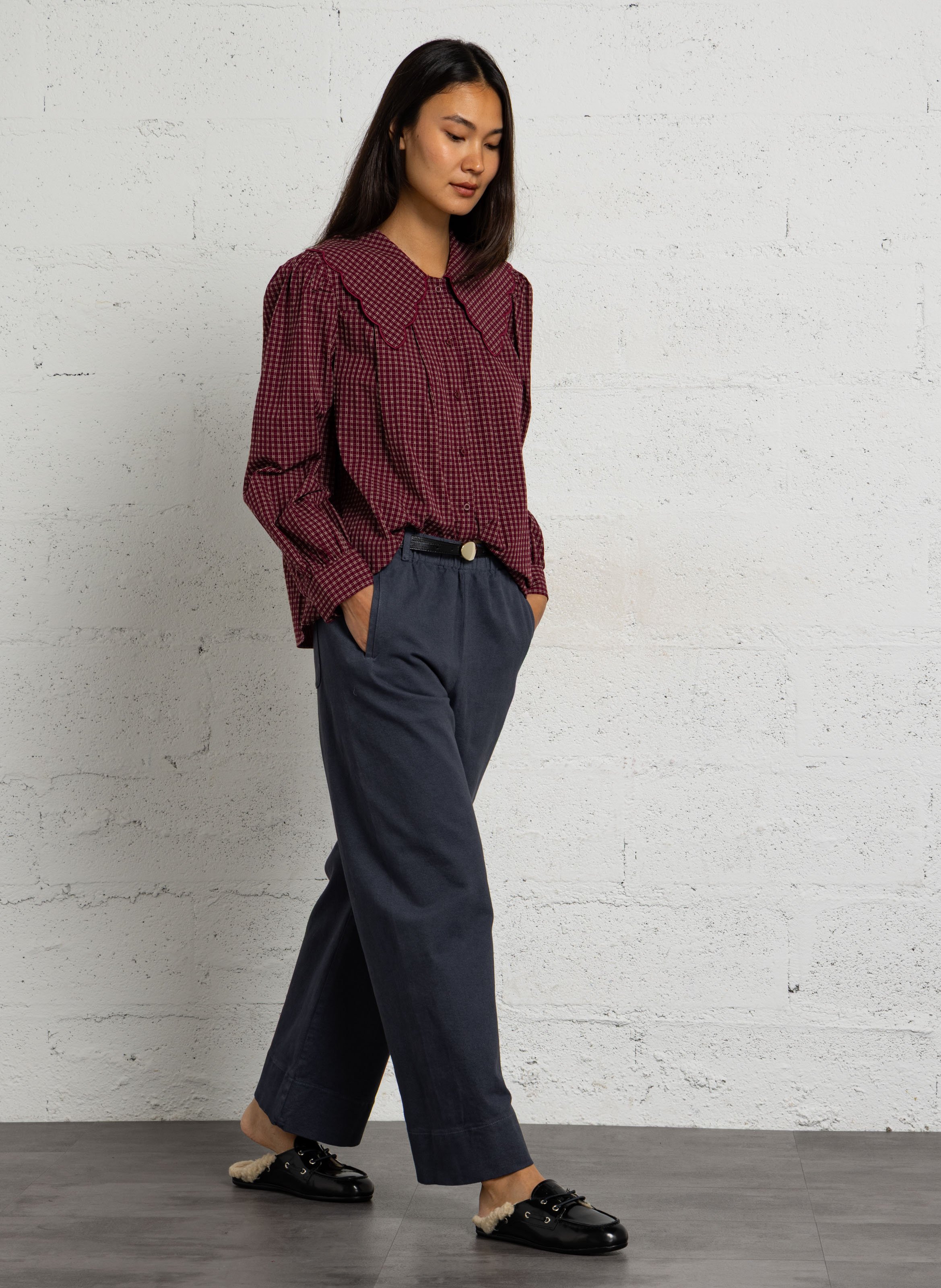 Chemise col claudine en coton SEE U SOON Violet