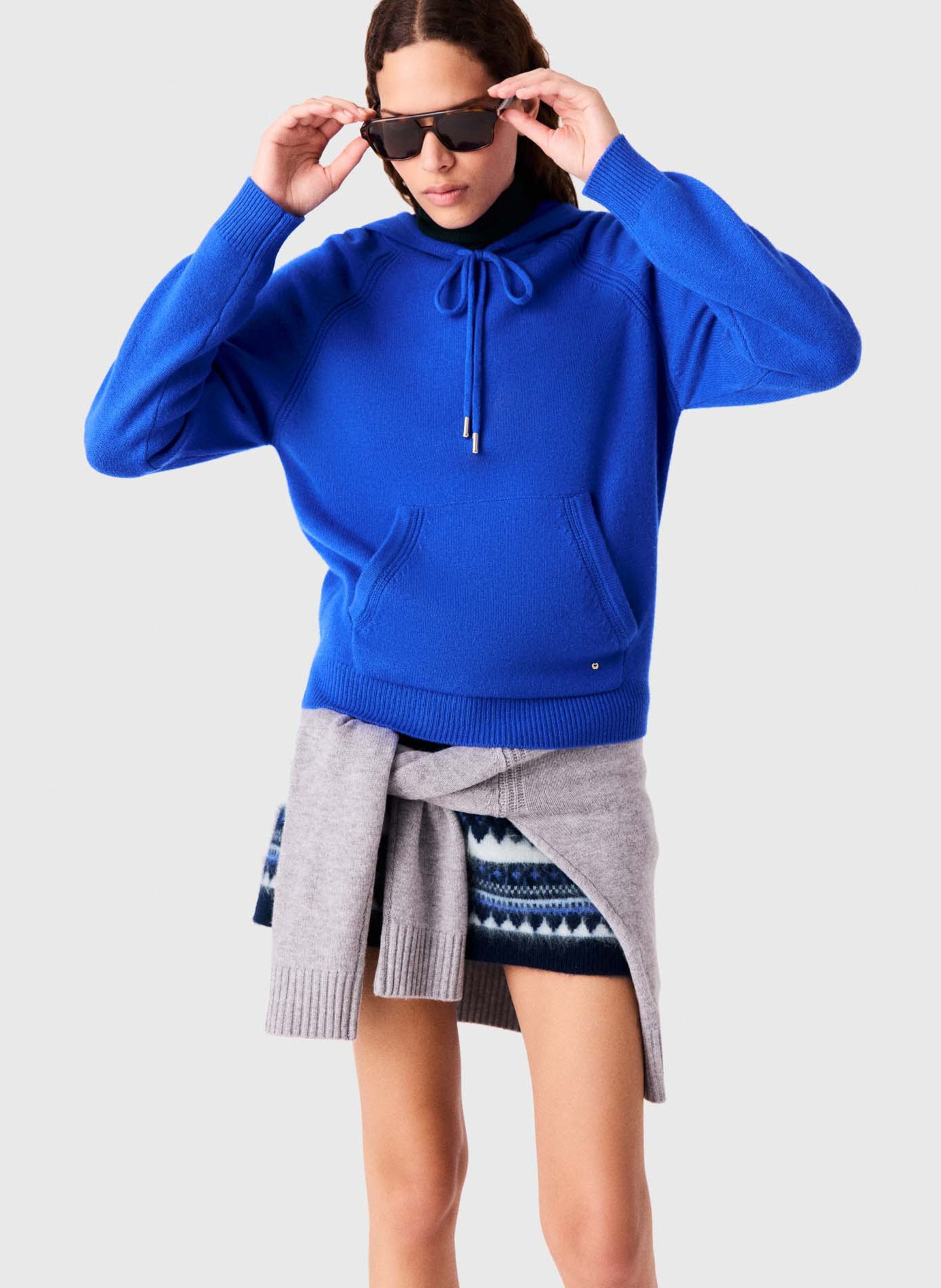Hooded wool-blend sweater MAJE Blue
