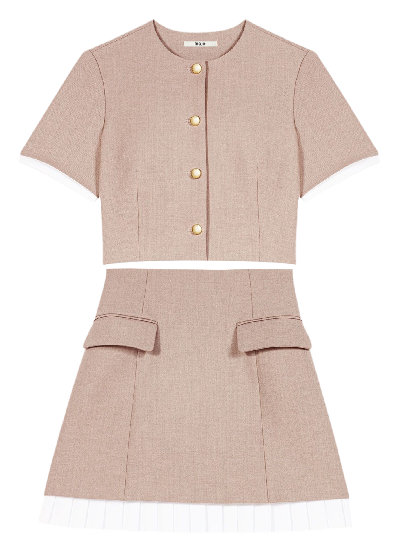 Robe 2-en-1 évasée unie MAJE Beige