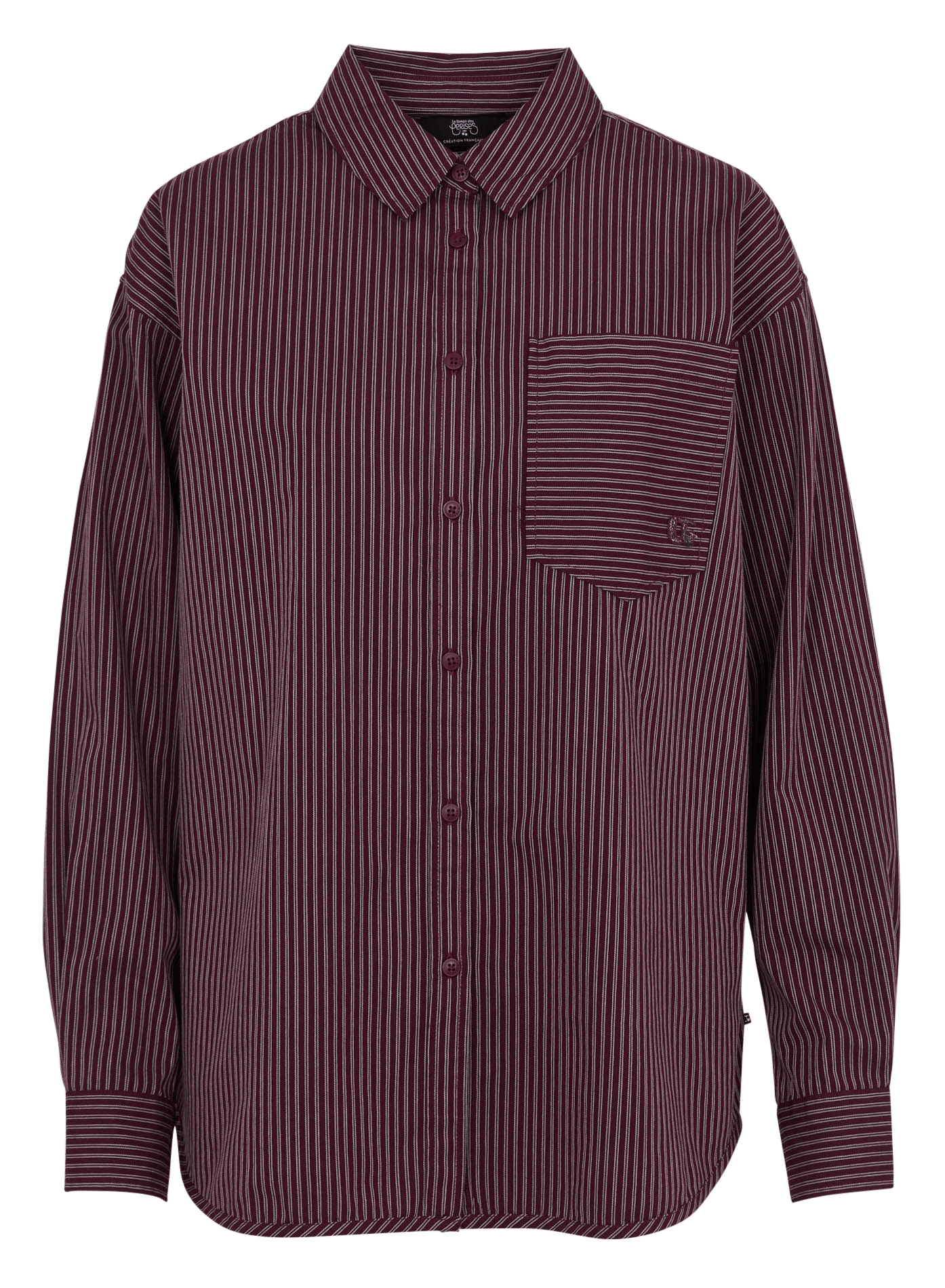 Chemise droite boutonnée à rayures LE TEMPS DES CERISES Rouge