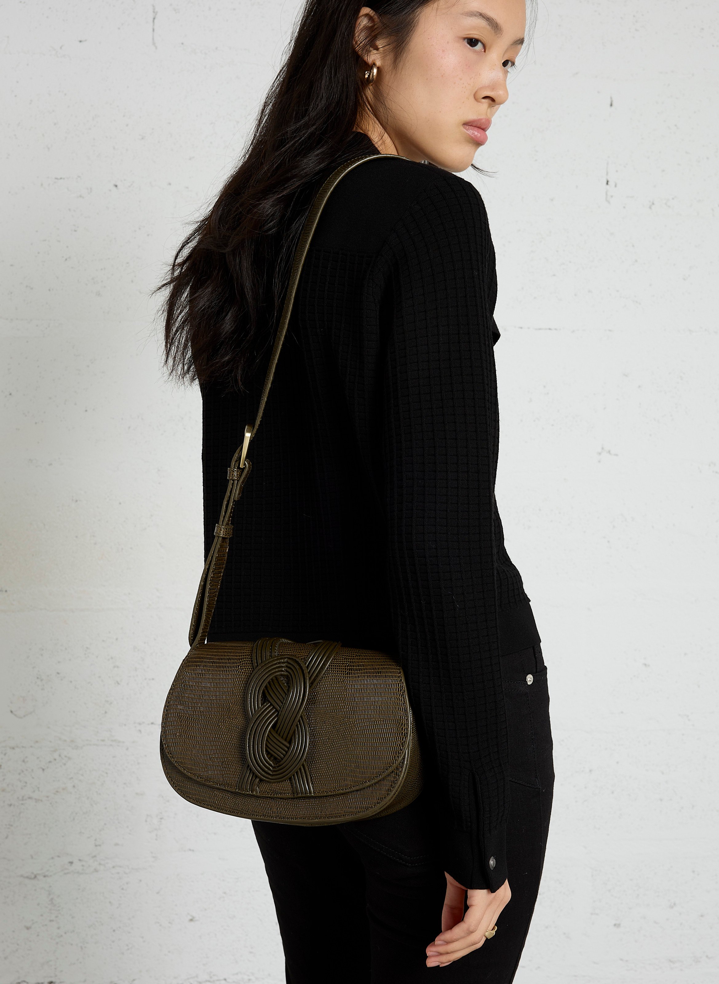 Umhängetasche aus Leder MAISON 123 Khaki