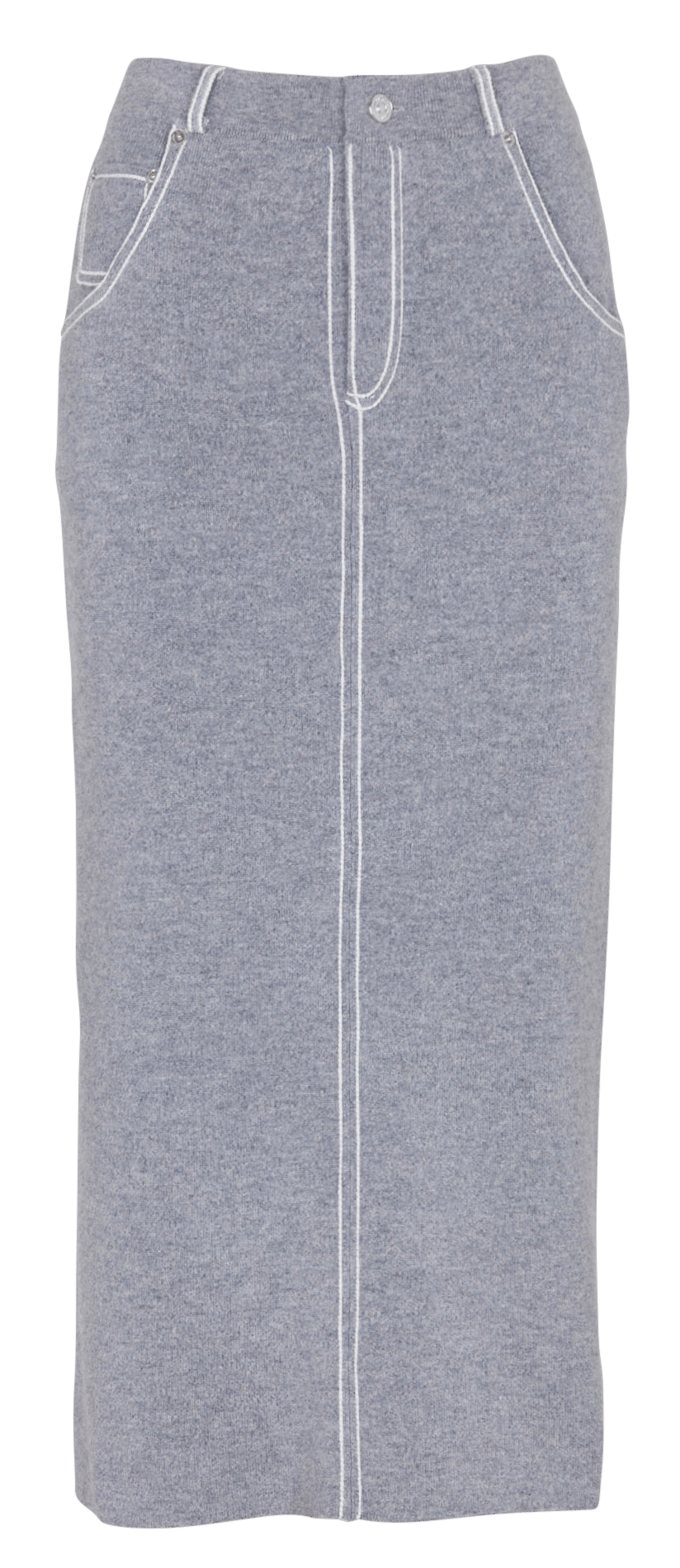 Jupe midi à surpiqûres en laine BERENICE Gris