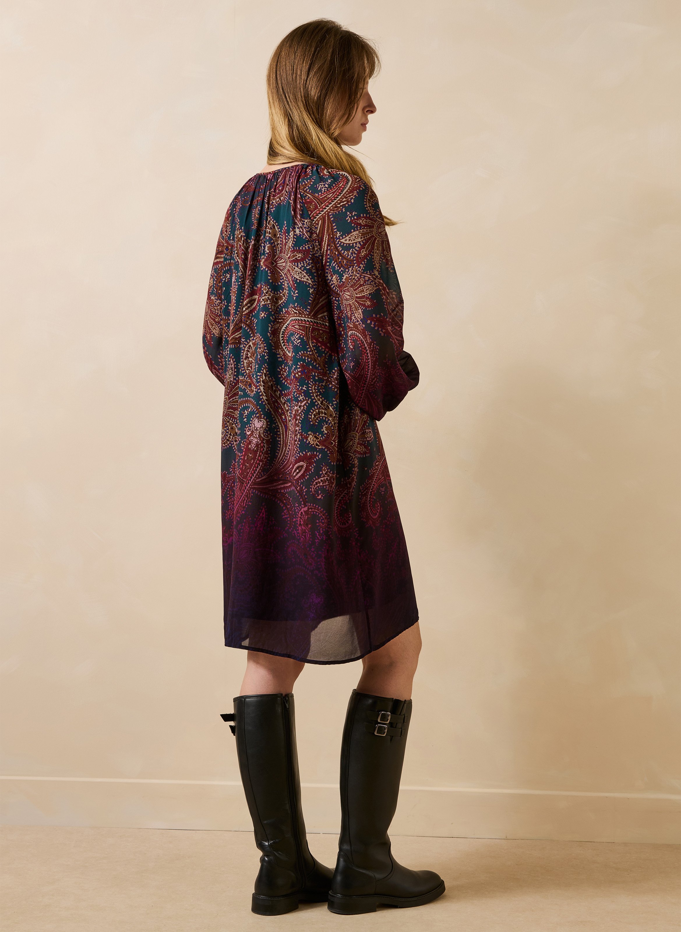 Short printed round-neck dress LA FEE MARABOUTEE Blue