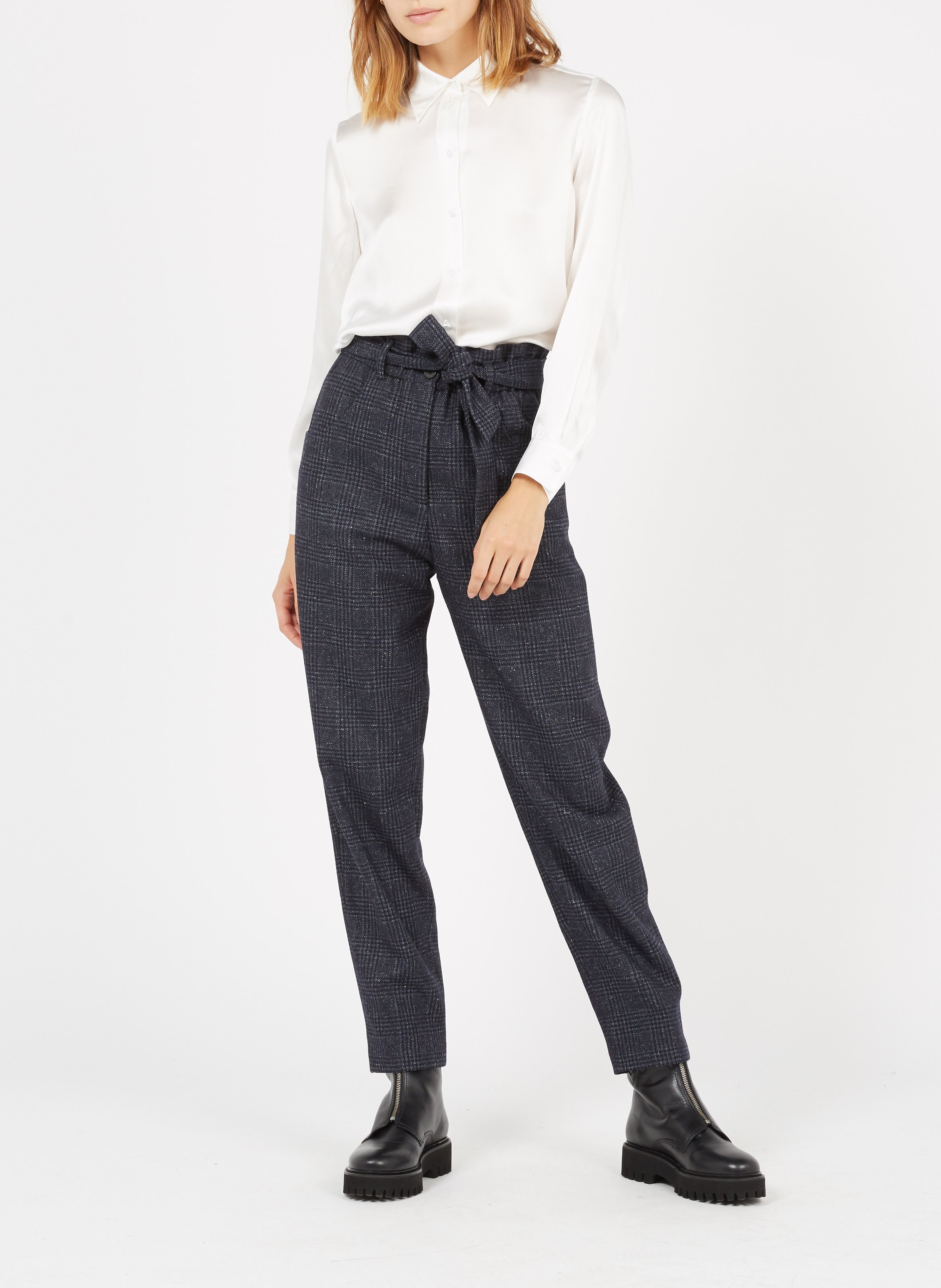 Chemise col classique en soie MAJE Blanc