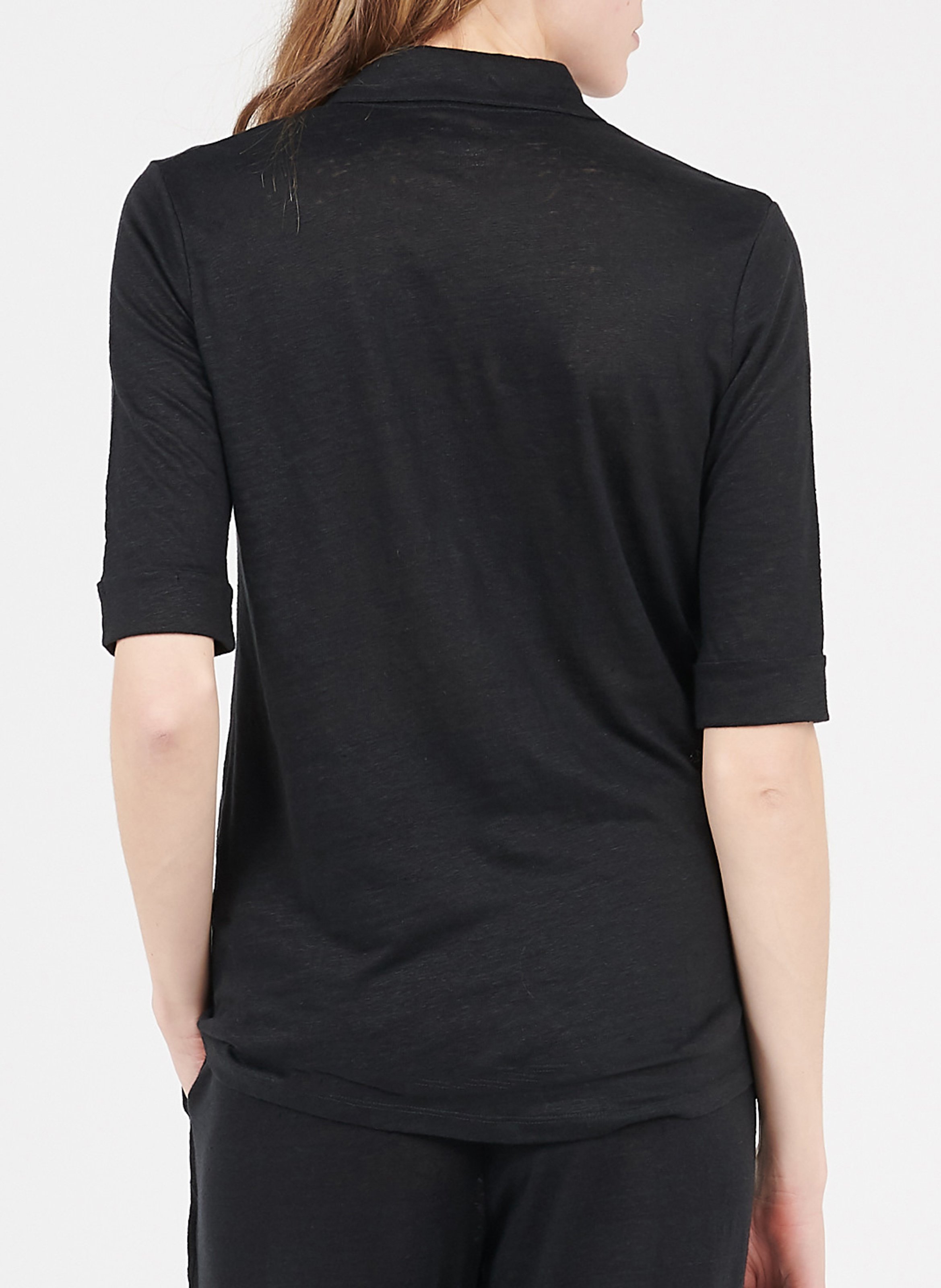 Linen-blend shirt with classic collar MAJESTIC FILATURES Black