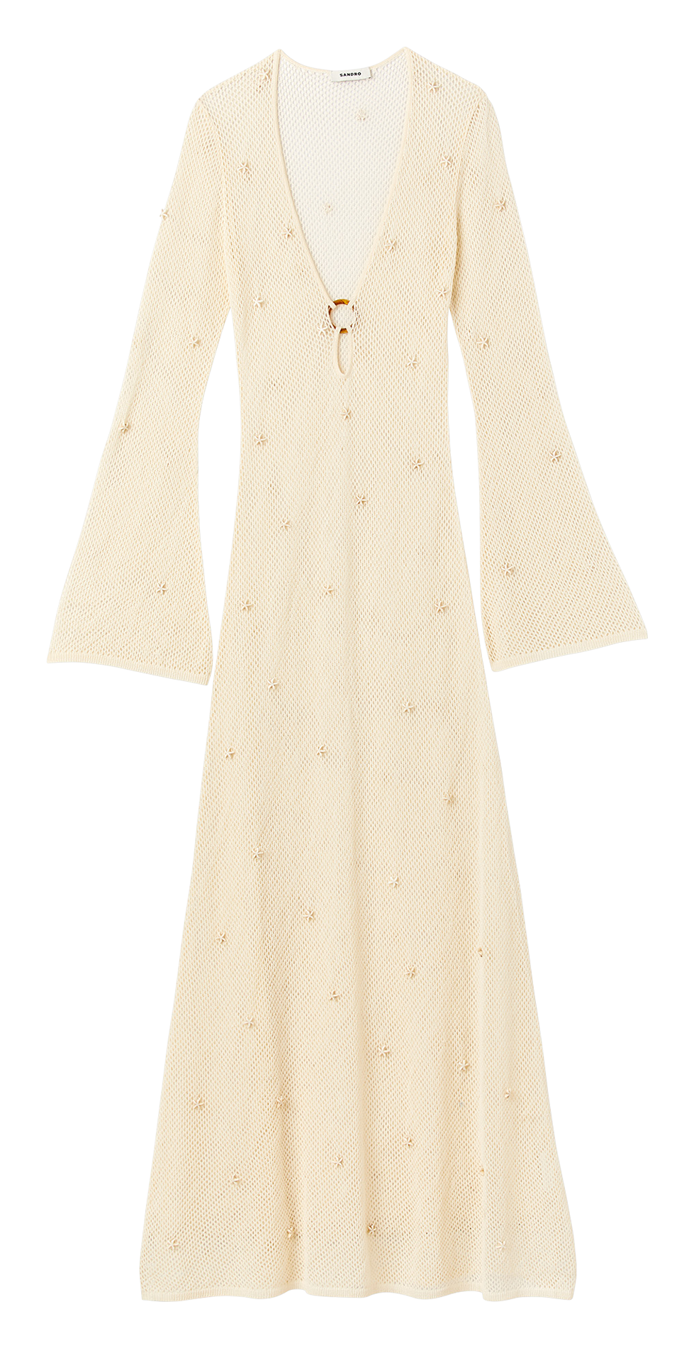 Robe longue en maille ajourée BeigeSANDRO