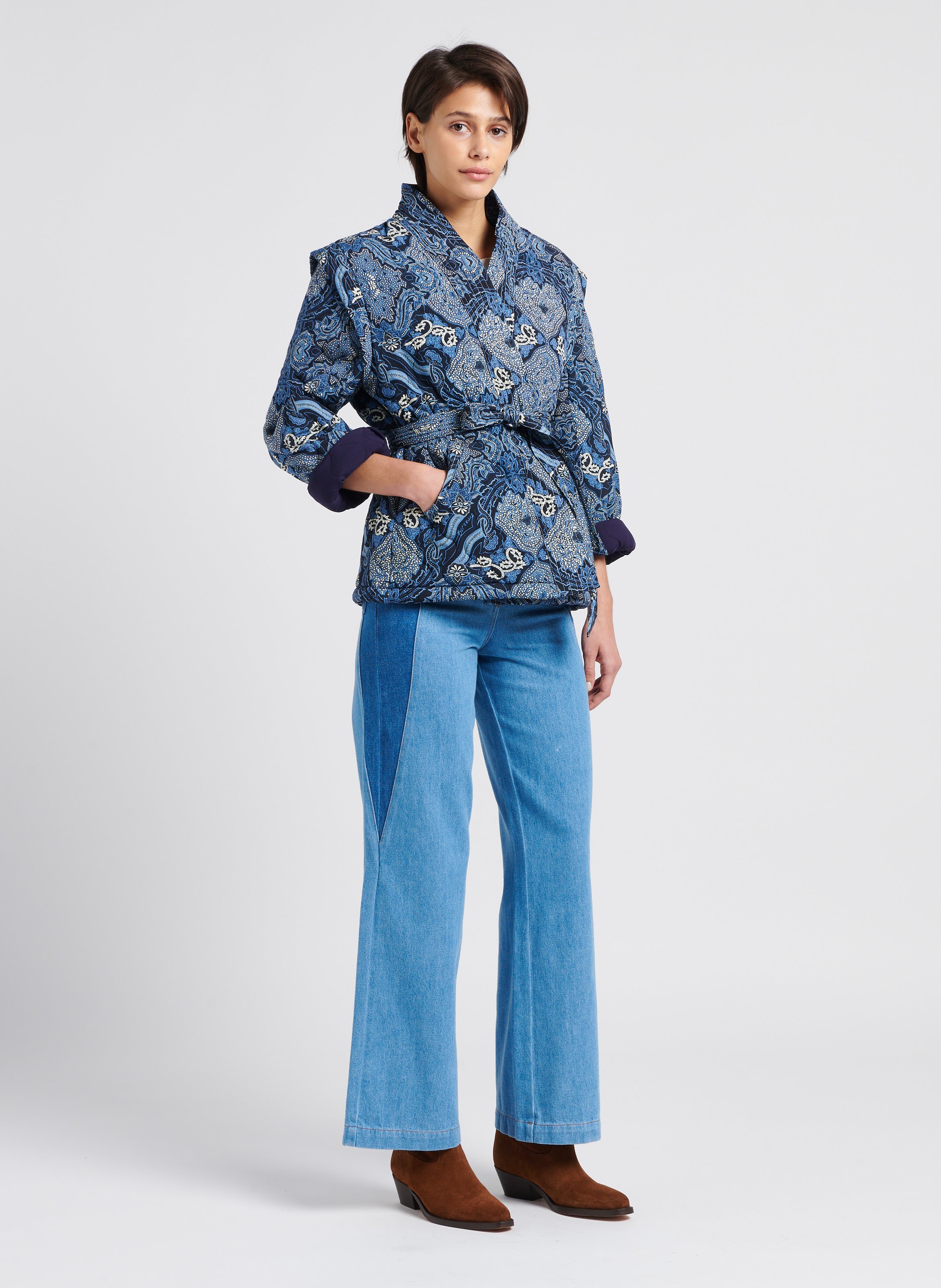 Jean large taille haute INDEE Bleu