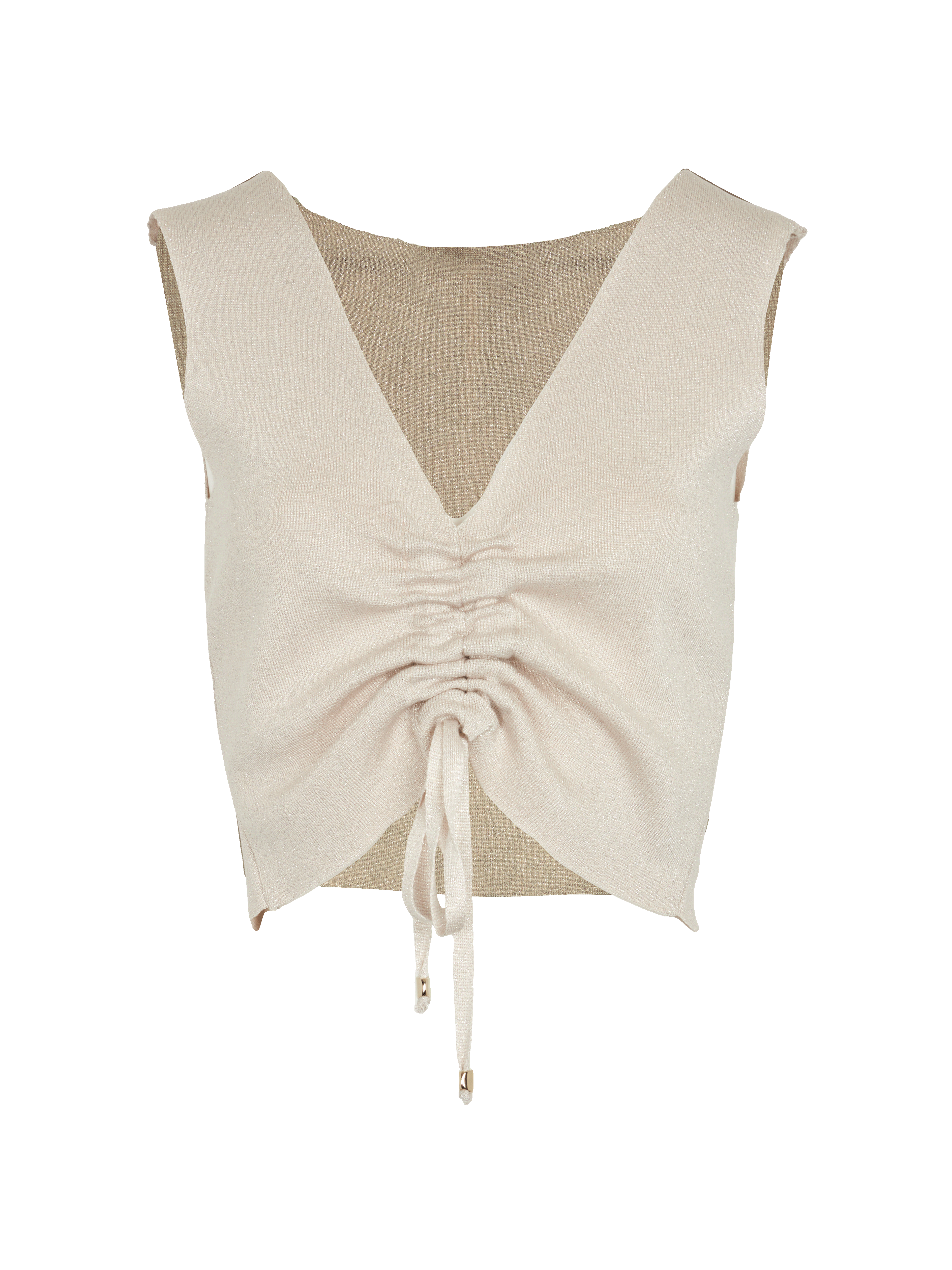 V-neck glitter knit crop top FETE IMPERIALE Beige