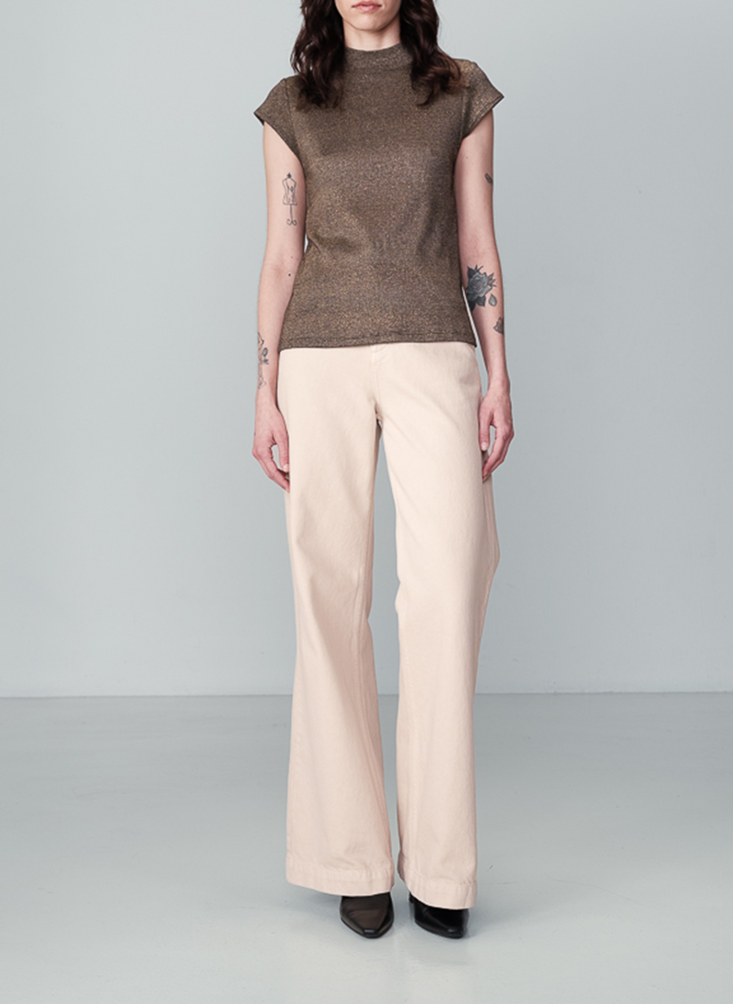 Fitted high neck sequined top GRACE ET MILA Black