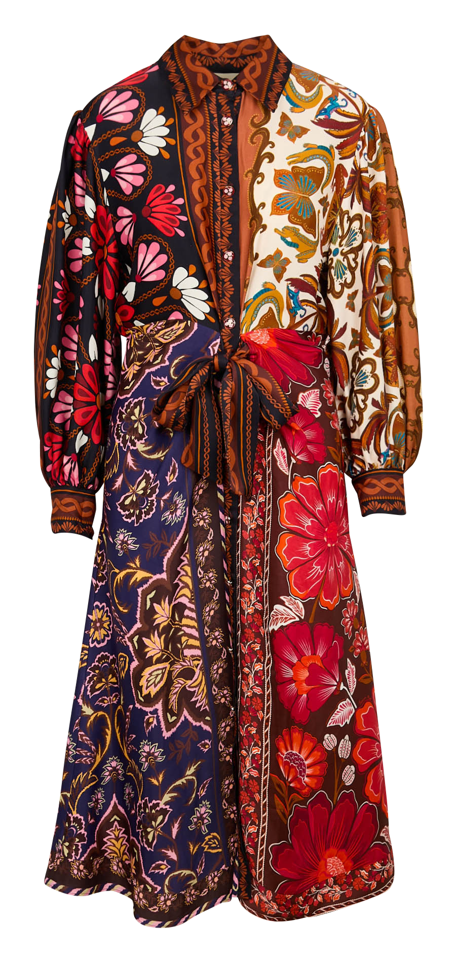 Bedrucktes Maxikleid aus 100% Viskose Mehrfarbig