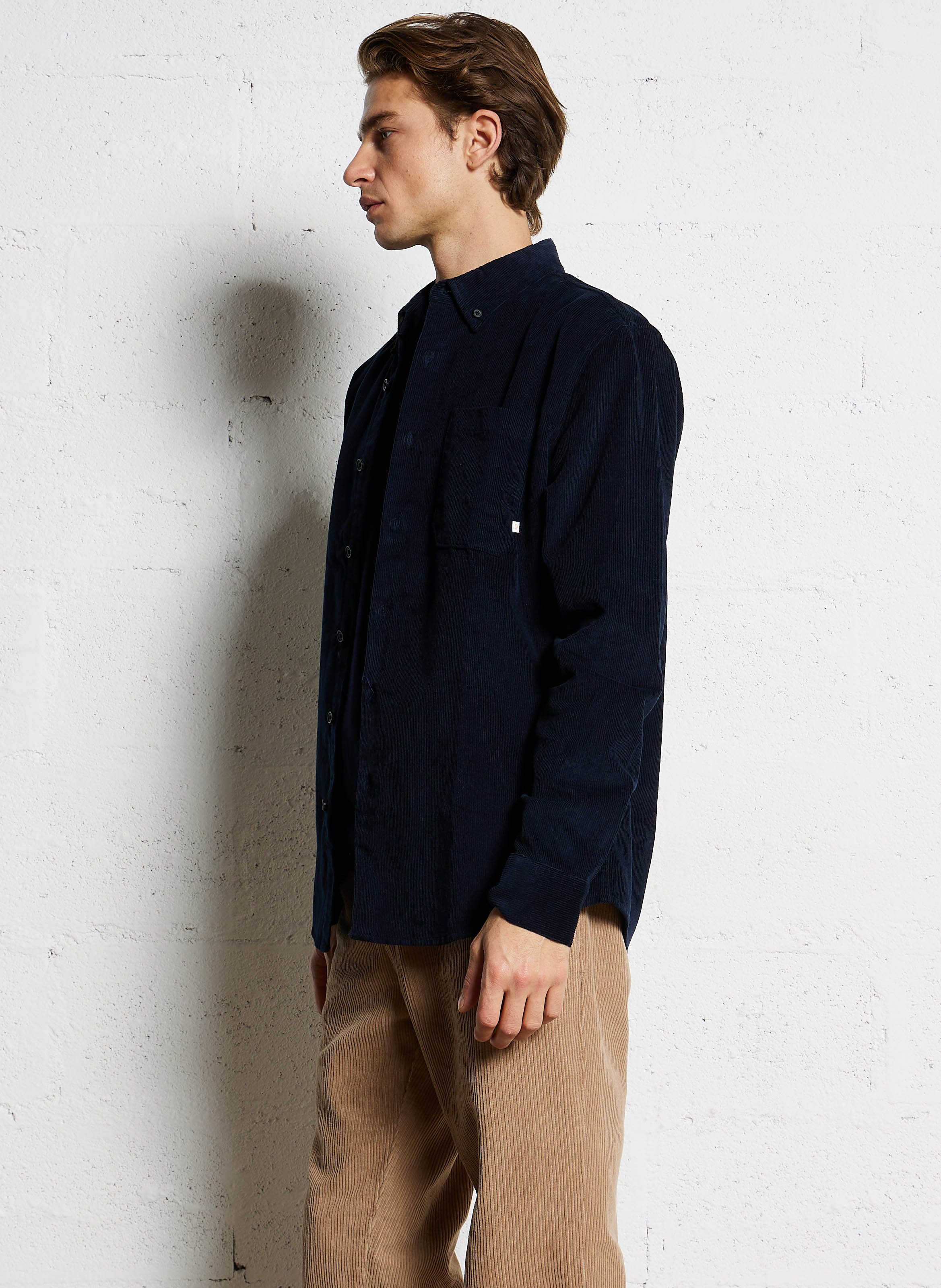 Chemise droite en coton bio FARAH Bleu