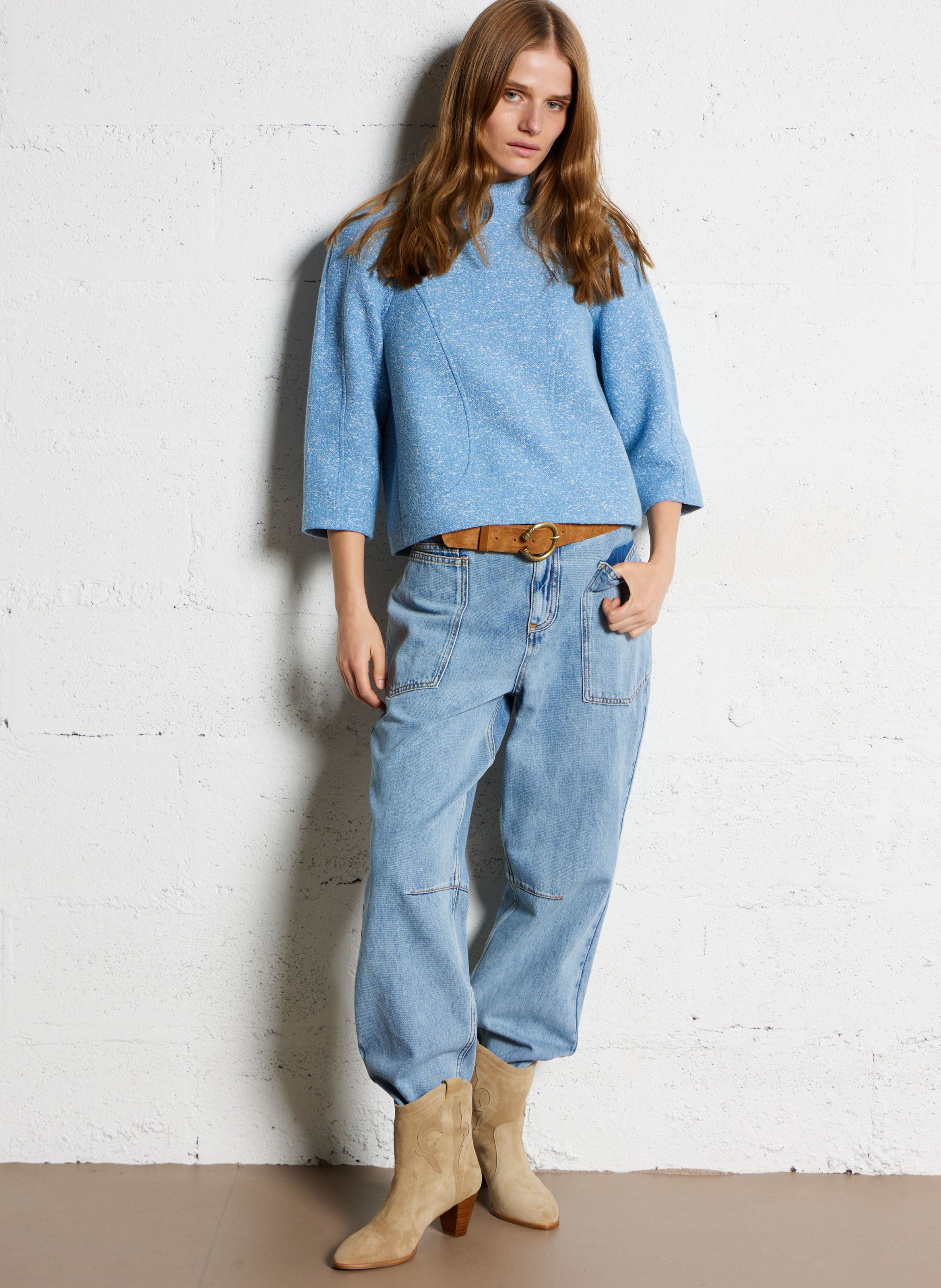 Enkellaarzen van veloursleer BA&SH Beige