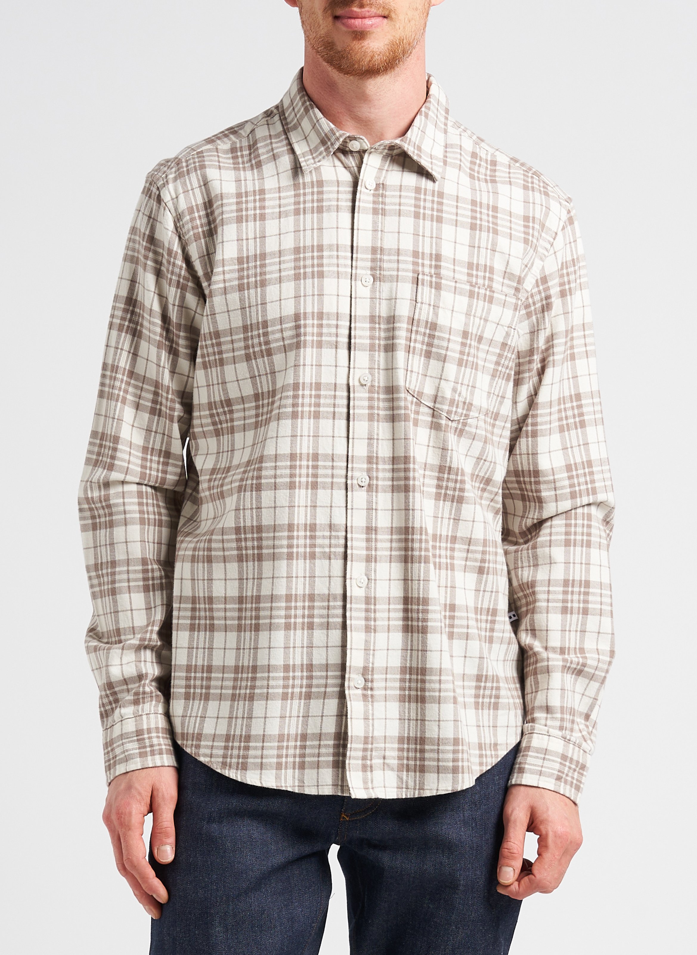 Kariertes Hemd aus Bio-Baumwolle mit klassischem Kragen, Regular Fit MINIMUM Beige