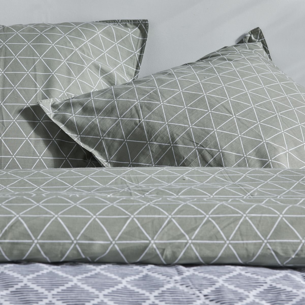 Zippered cotton printed bedding set TODAY LINGE DE MAISON Beige