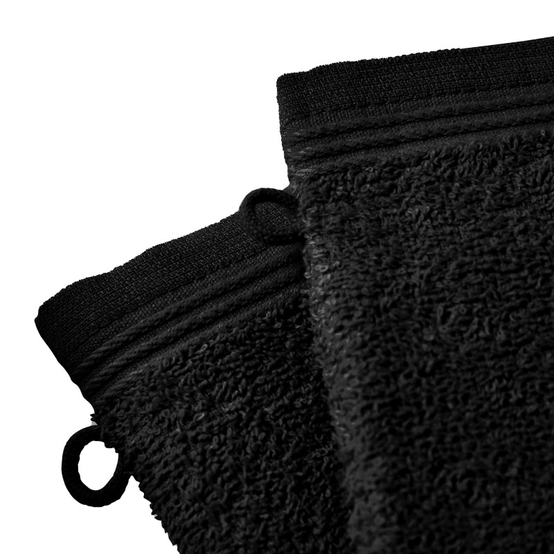 Set of 2 washcloths COTON PUR Black