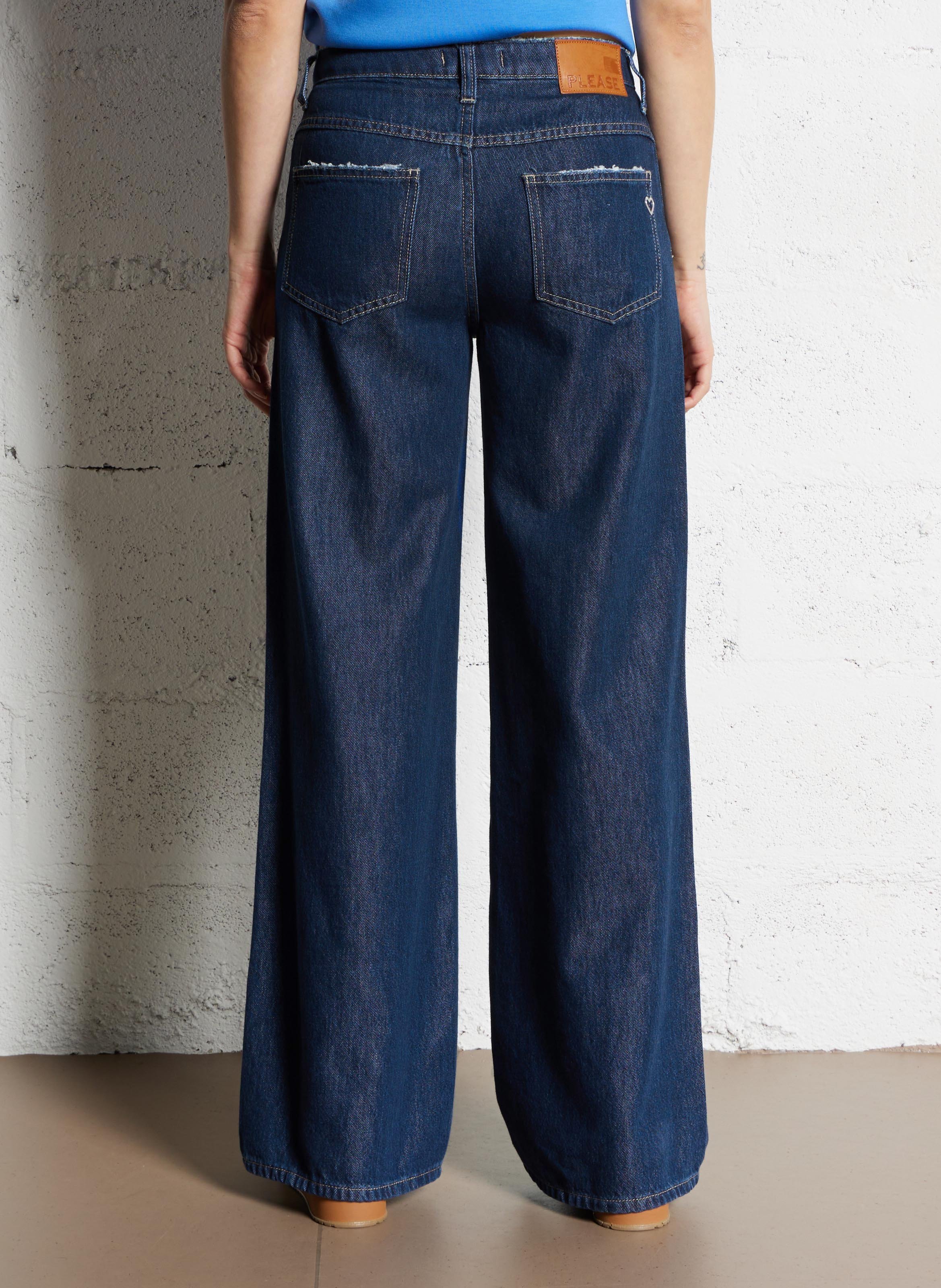 Jean droit en coton mélangé PLEASE Bleu
