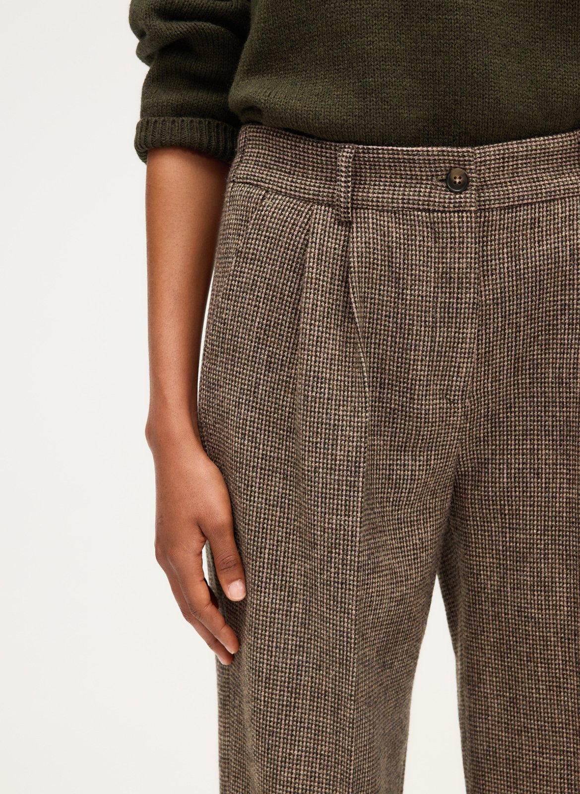 Wide woollen trousers PABLO Green
