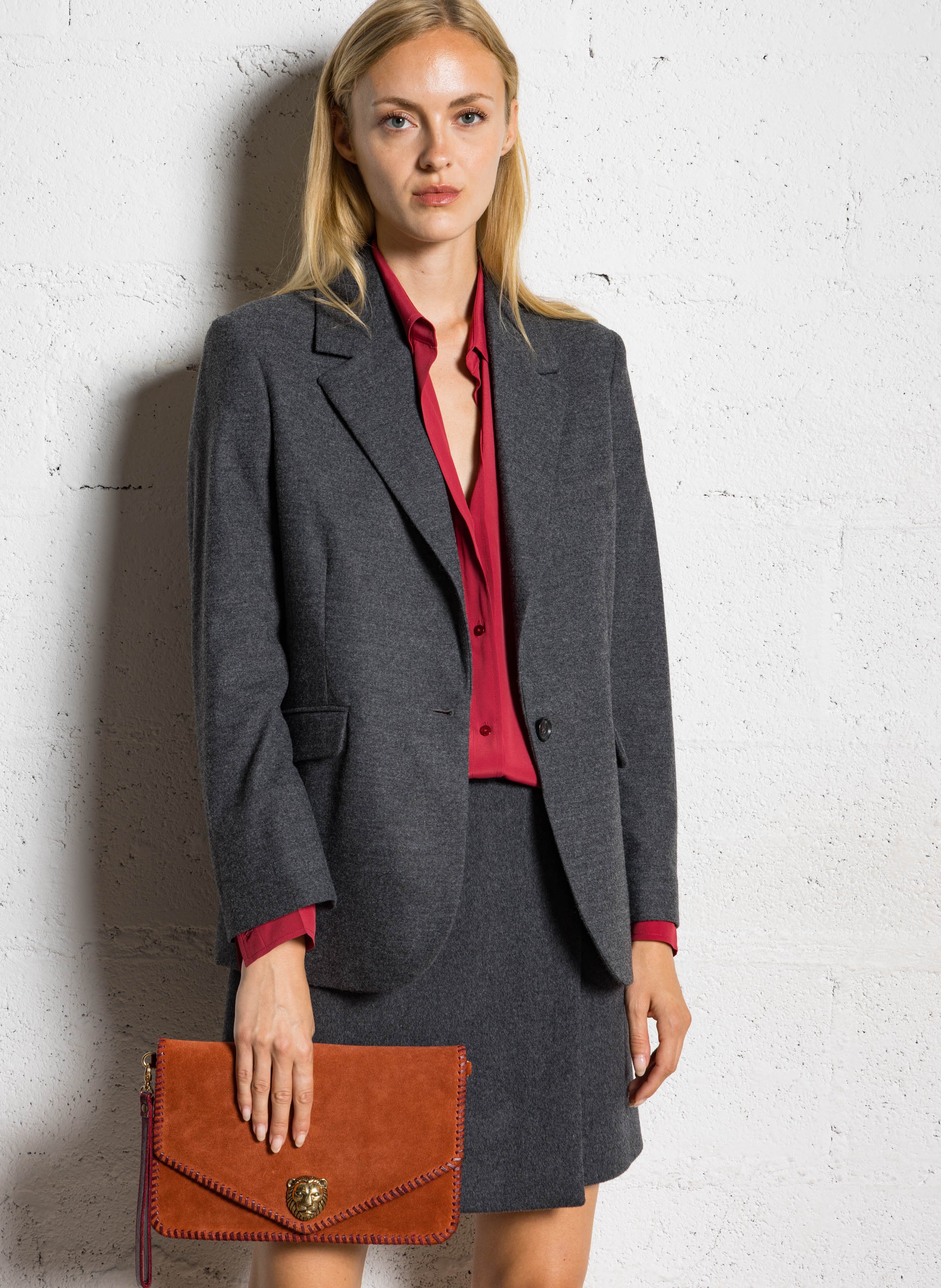 Pochette en cuir velours mélangé CLARIS VIROT Orange