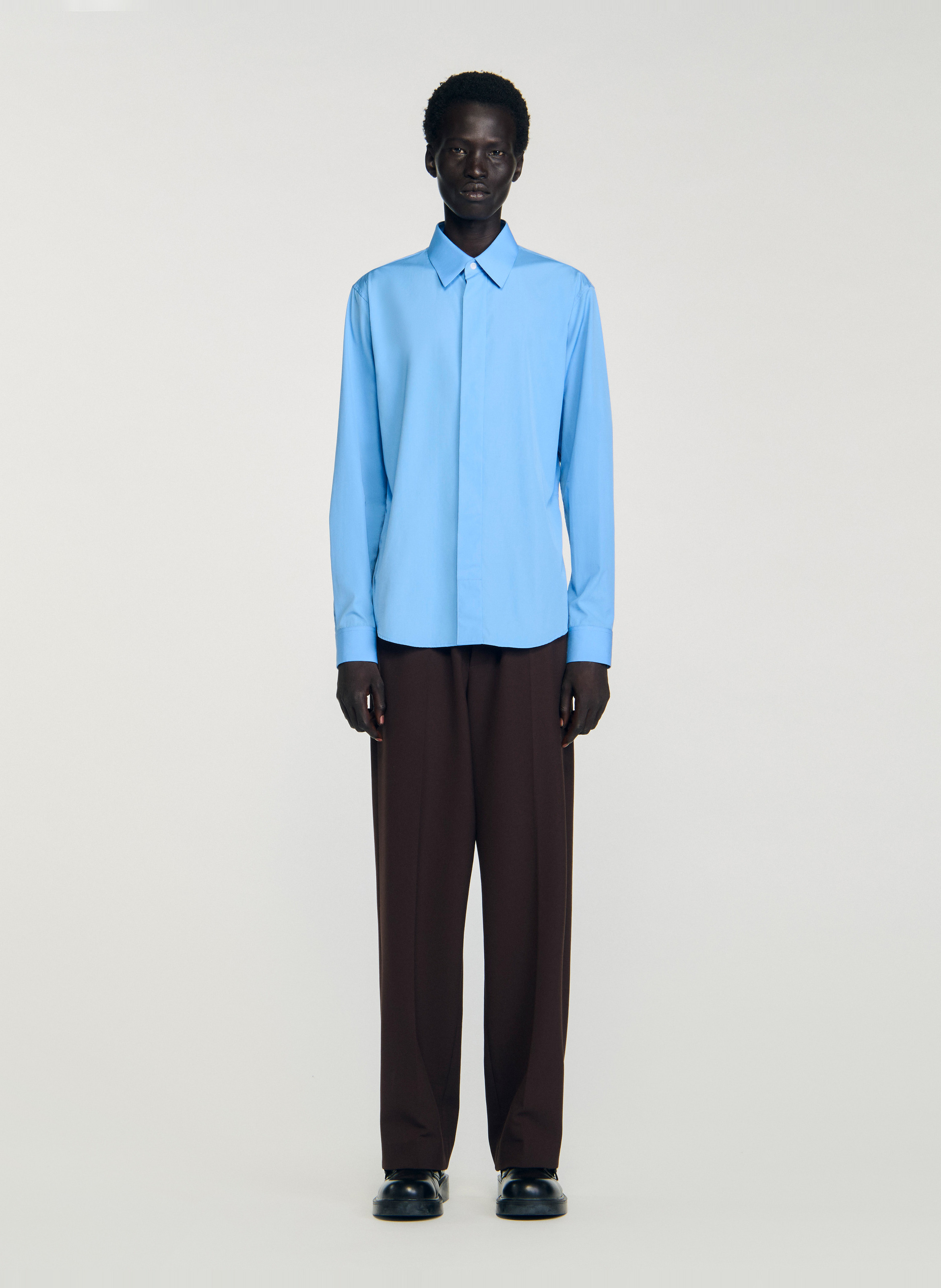 Cotton shirt with classic collar SANDRO Blue