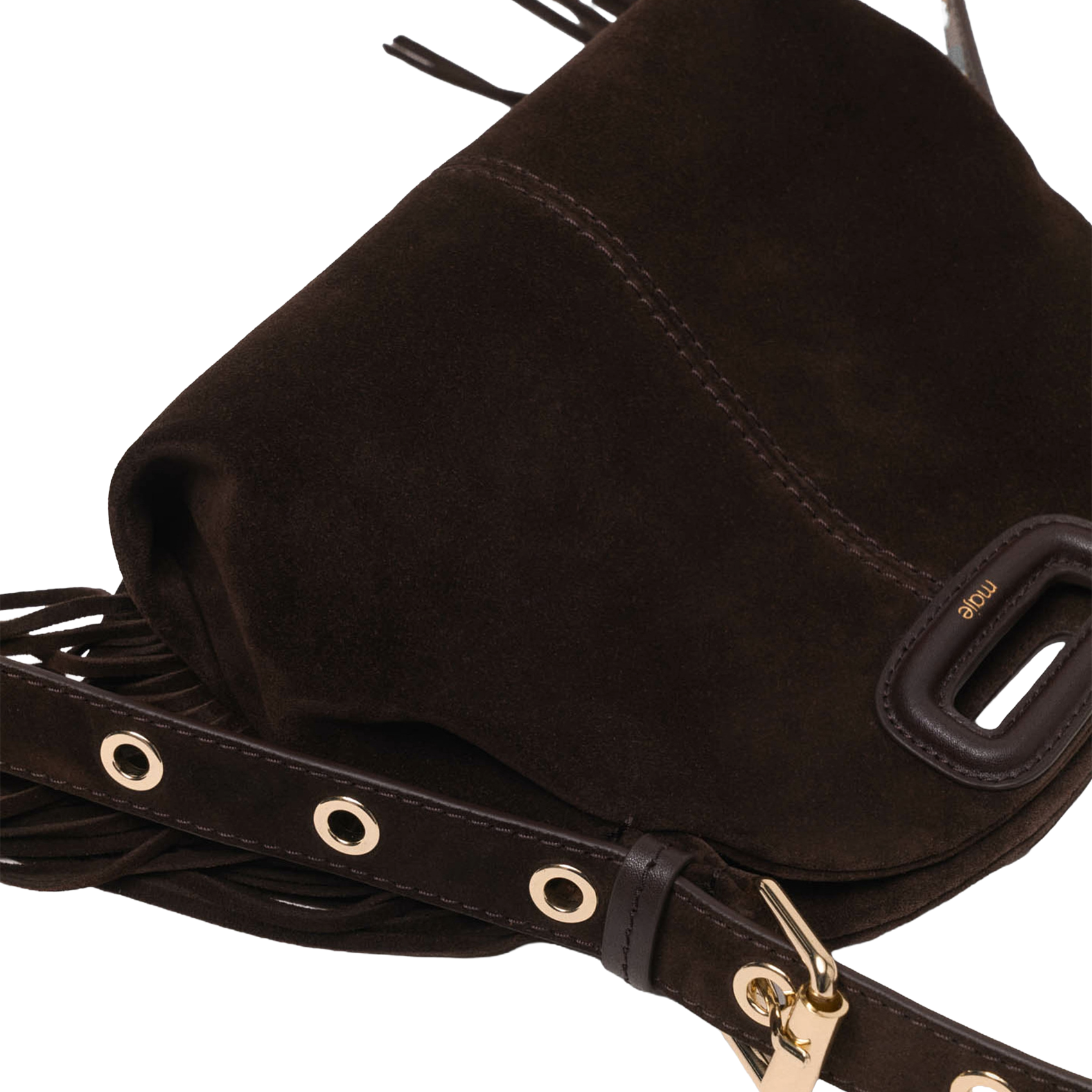 Schoudertas van suède leer MAJE Bruin