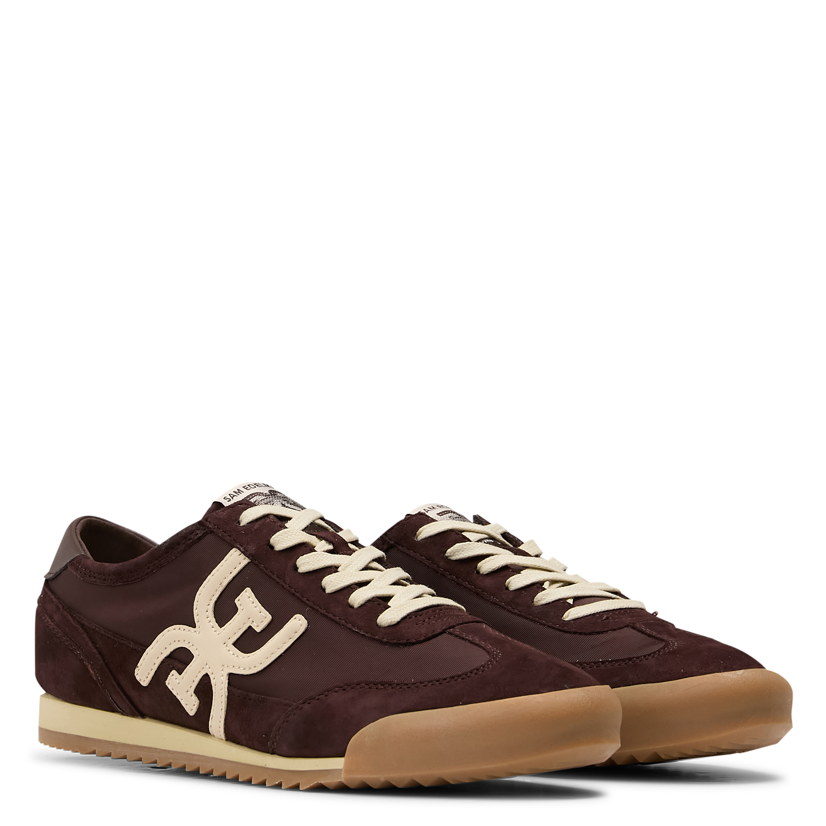 Niedrige Sneaker aus Leder-Mix SAM EDELMAN Braun