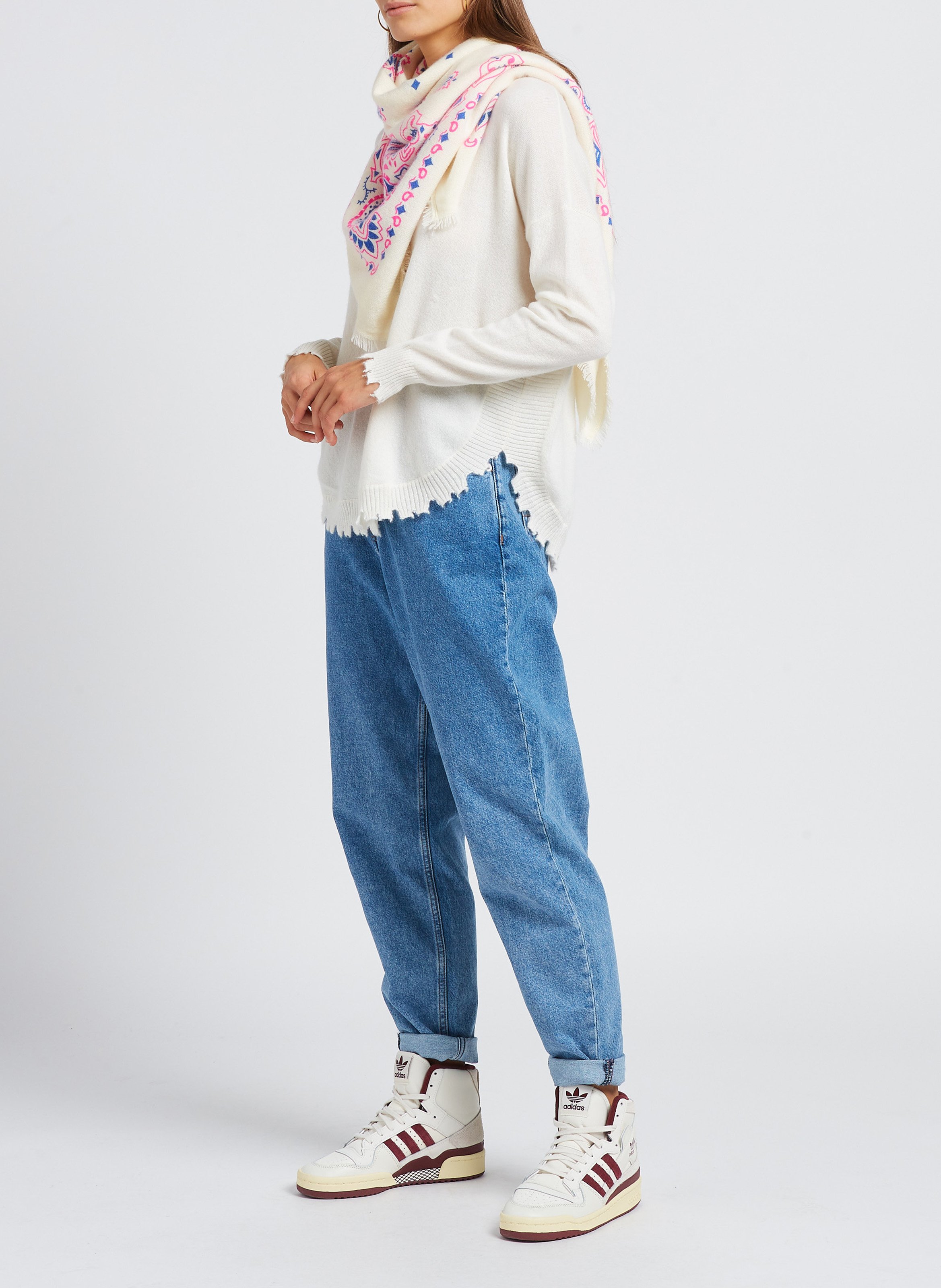 Pull oversize en cachemire maillé KUJTEN Blanc