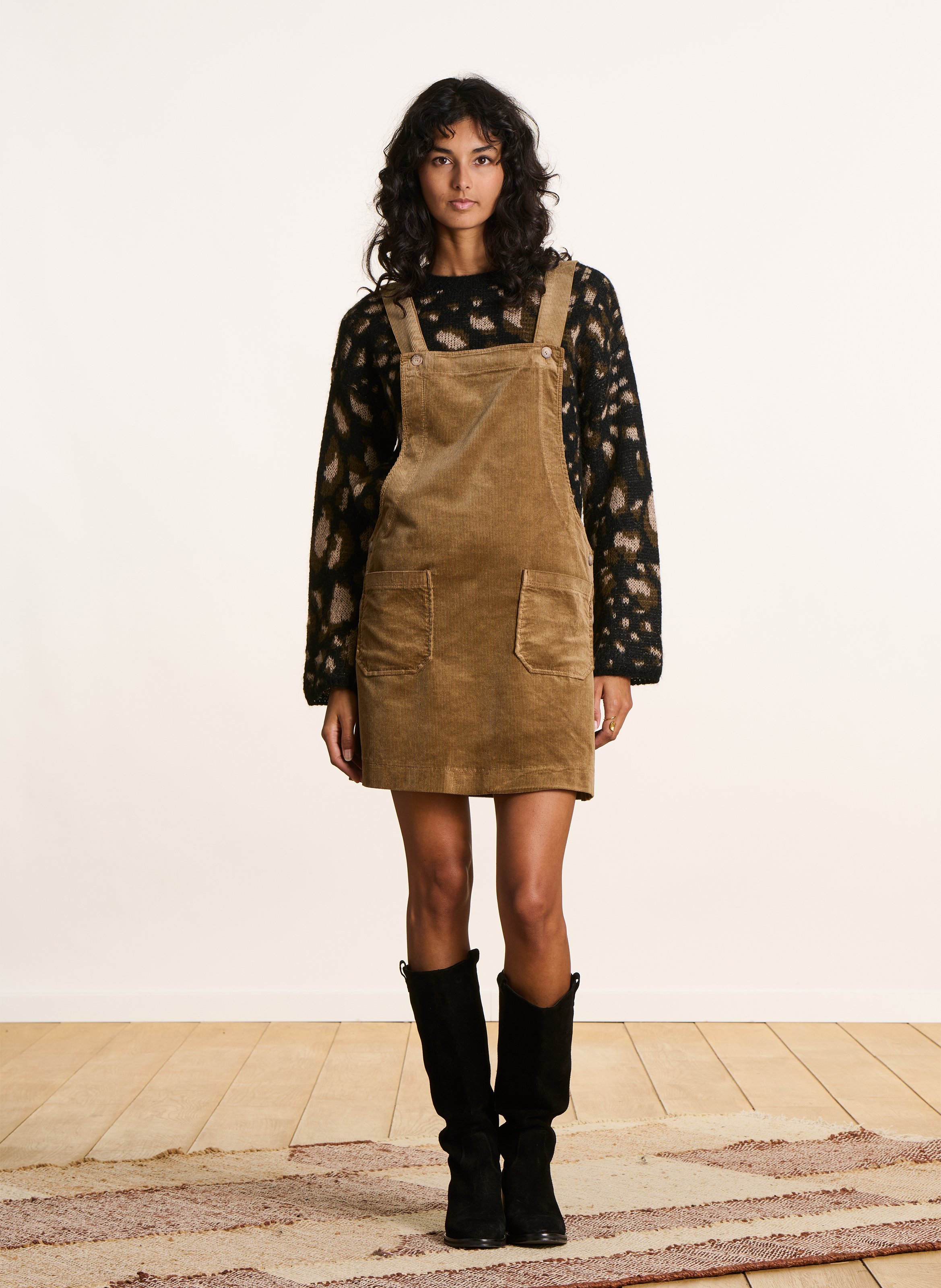 Korte jurk met vierkante hals - katoenblend LA FEE MARABOUTEE