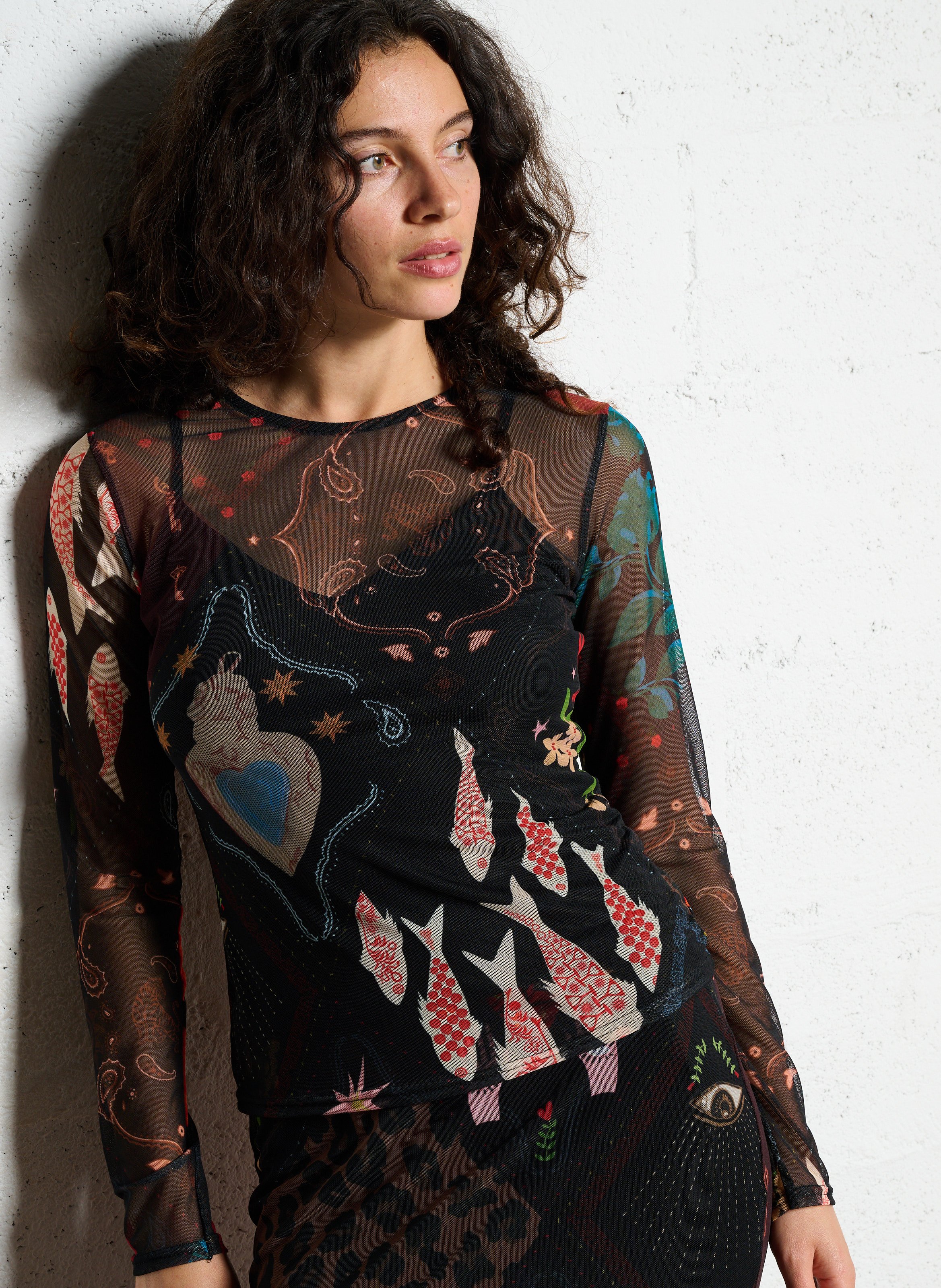 Round-neck mesh top NEVER FULLY DRESSED Multicolored