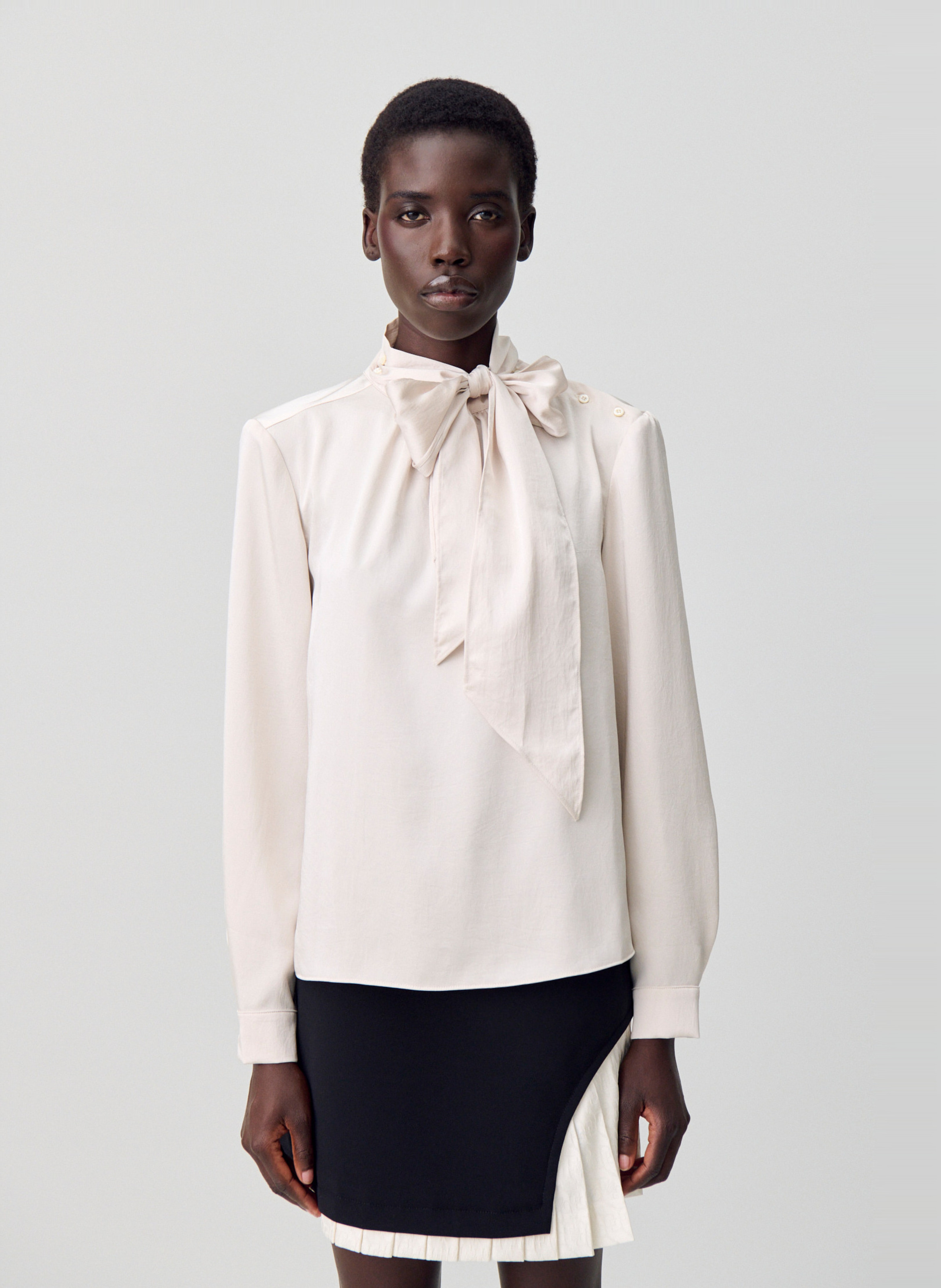 Loose blouse with Lavallière collar CLAUDIE PIERLOT Beige