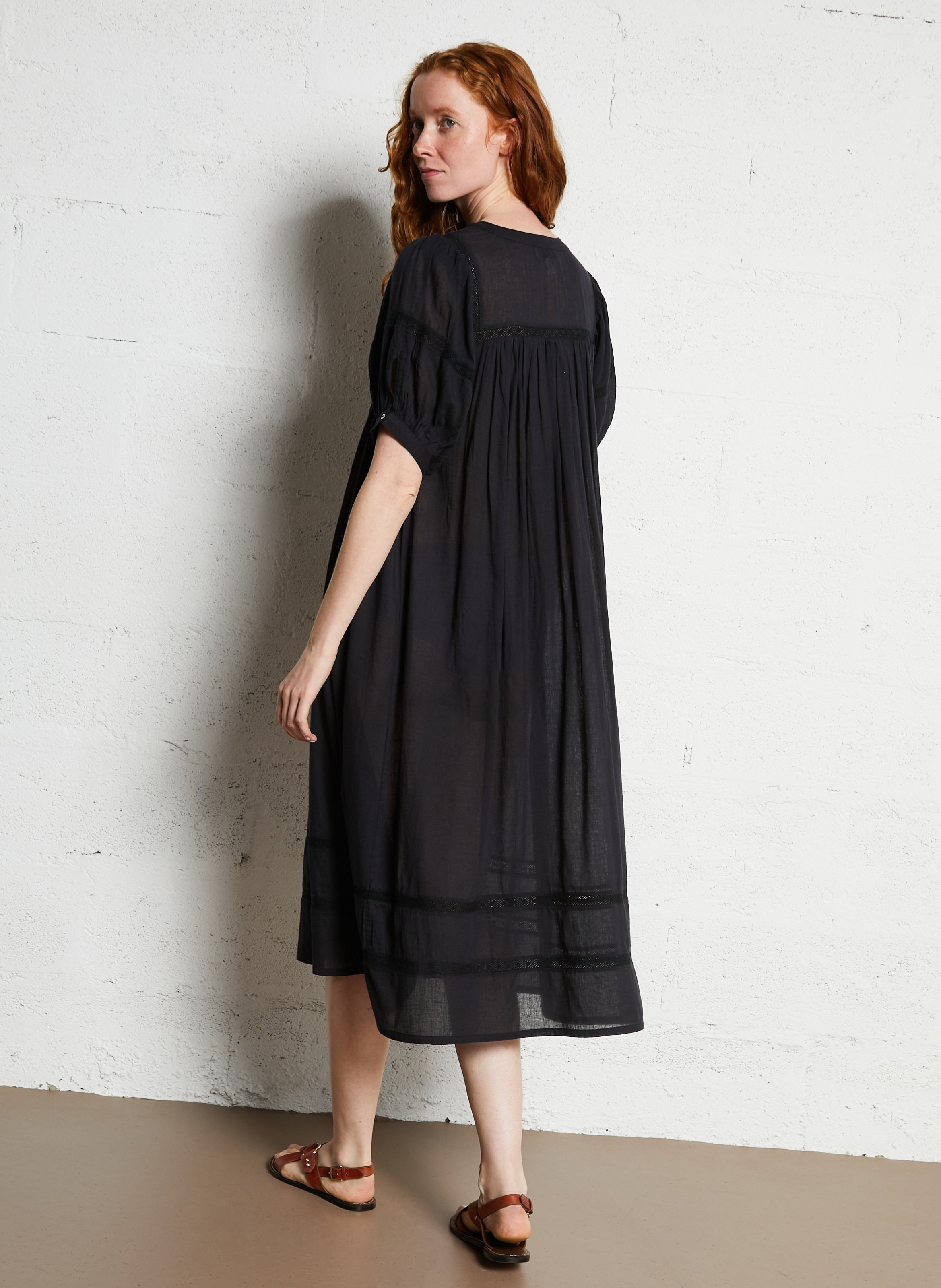 Long organic cotton dress EMILE ET IDA Black