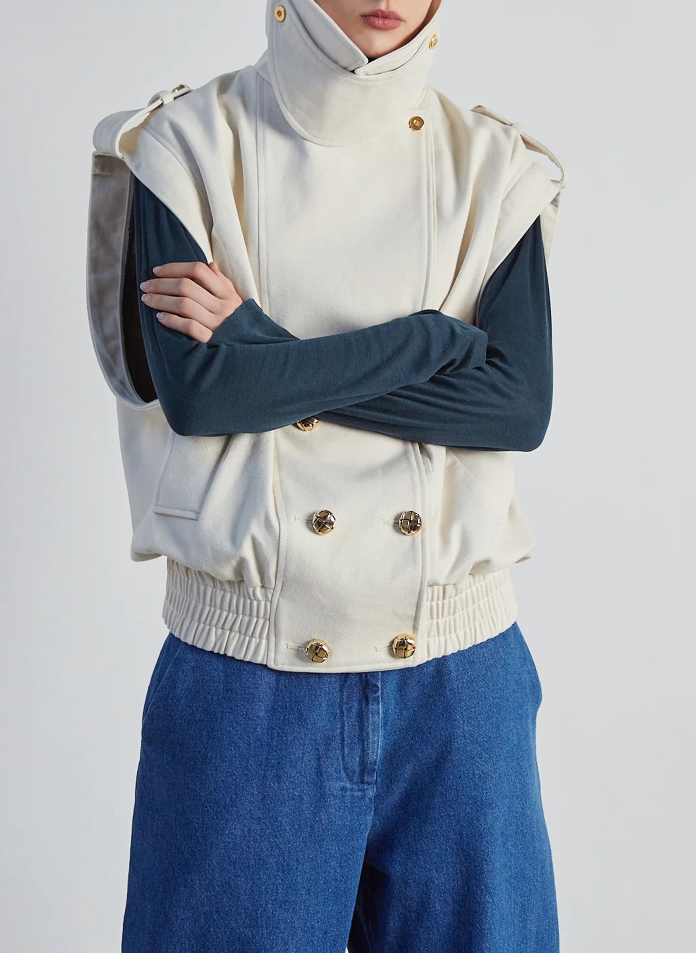 Veste oversize 2 en 1 en coton THE LABEL EDITION Beige