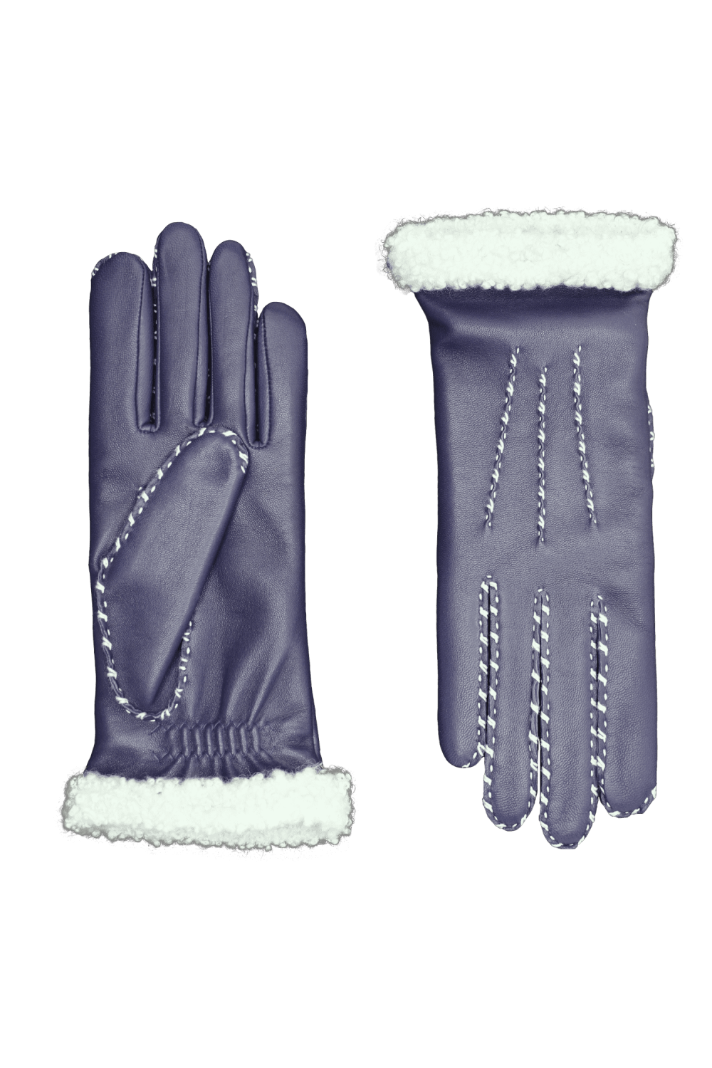 Marie-louise leather gloves lined with alpaca wool AGNELLE Blue