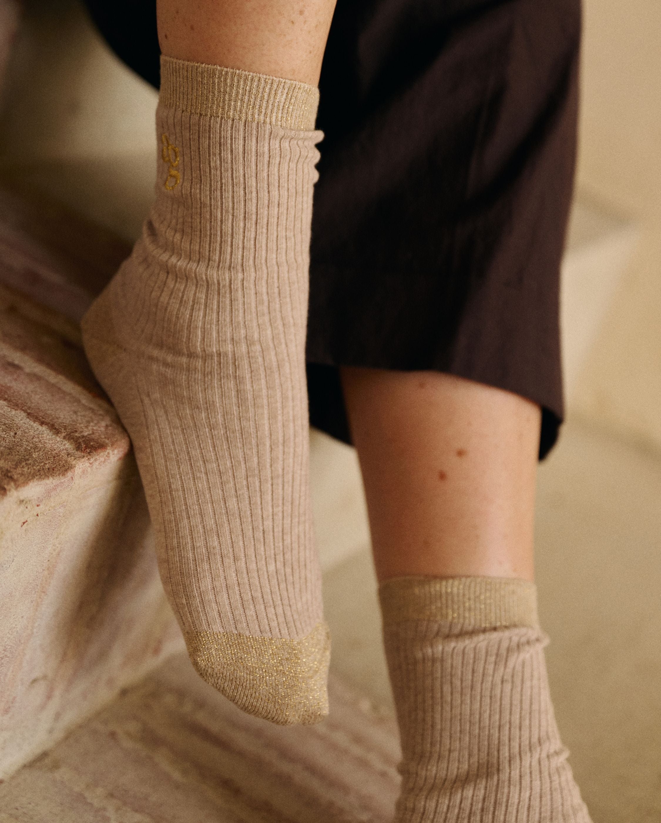 Pack of 3 pairs of women's socks, plain with sequins ANGARDE Multicolored