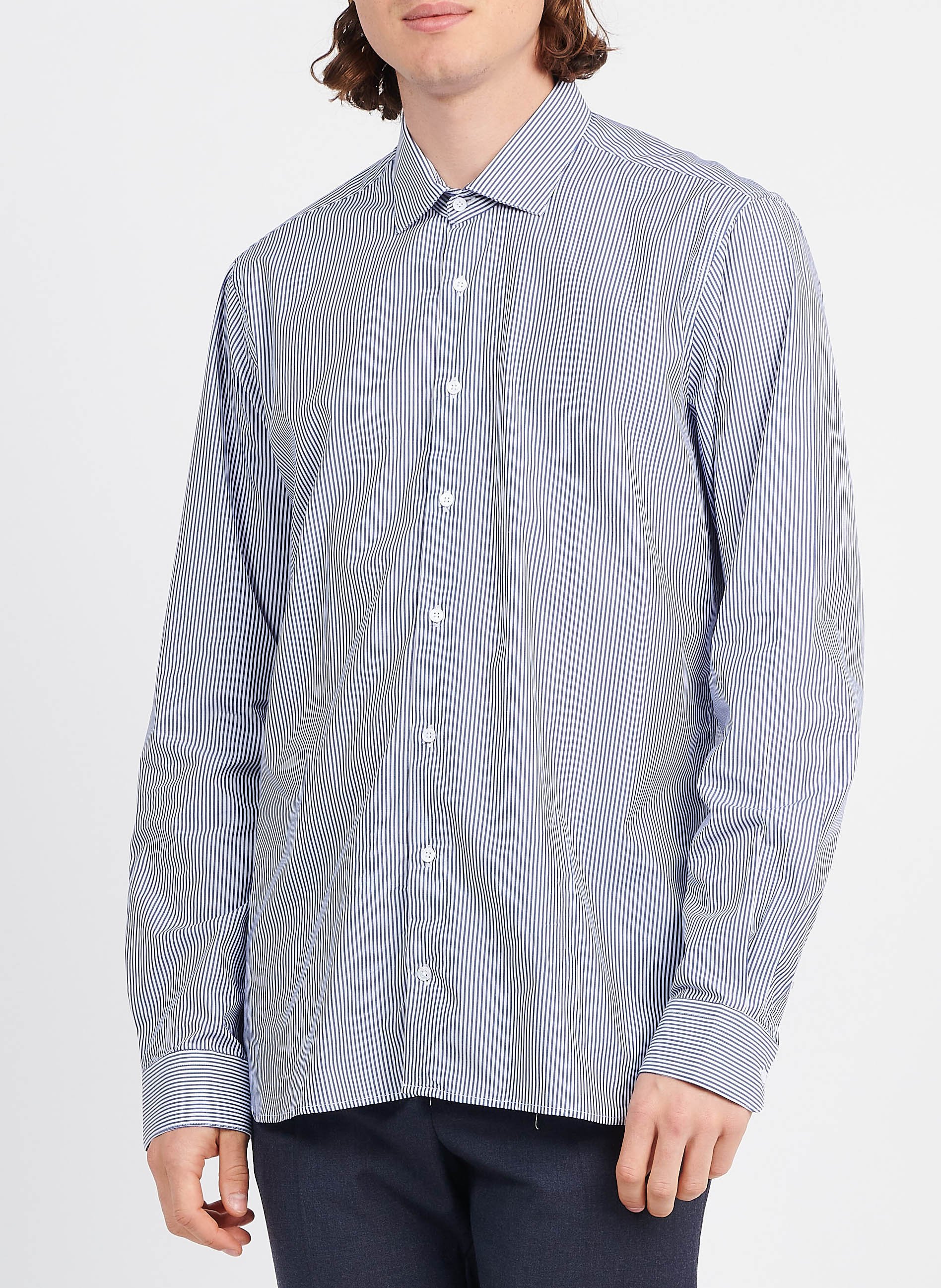 Slim-fit striped cotton shirt with classic collar ATELIER PRIVE Blue