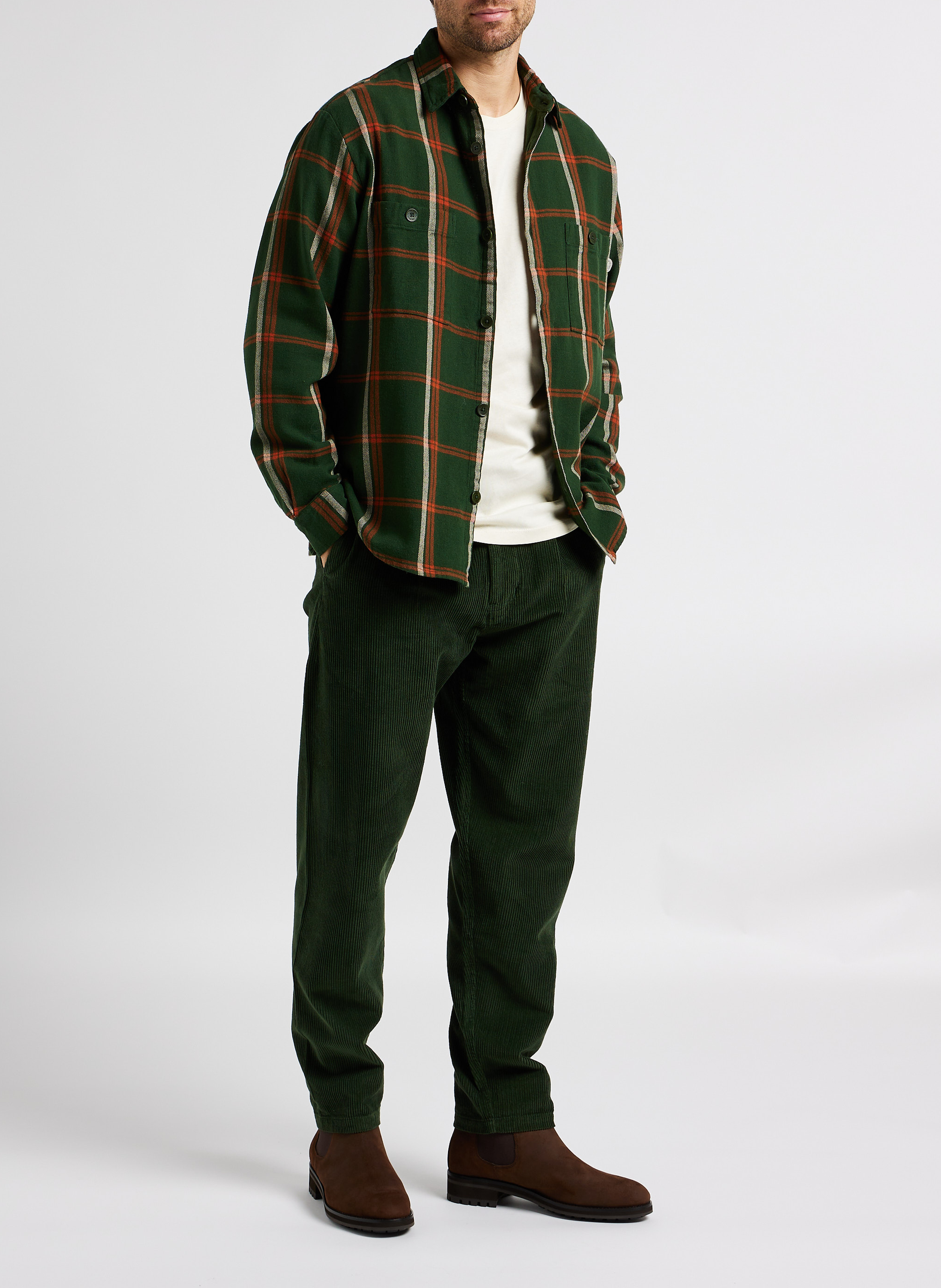 Overhemd van biokatoen met klassieke kraag THINKING MU Groen