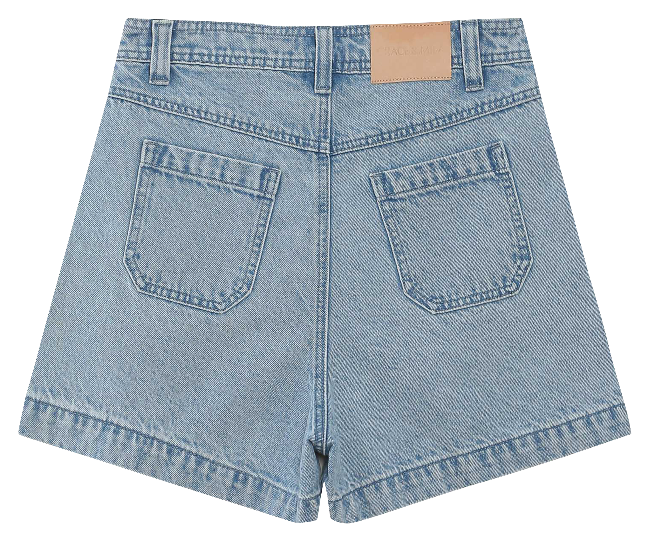 Short taille haute en denim uni GRACE ET MILA Bleu
