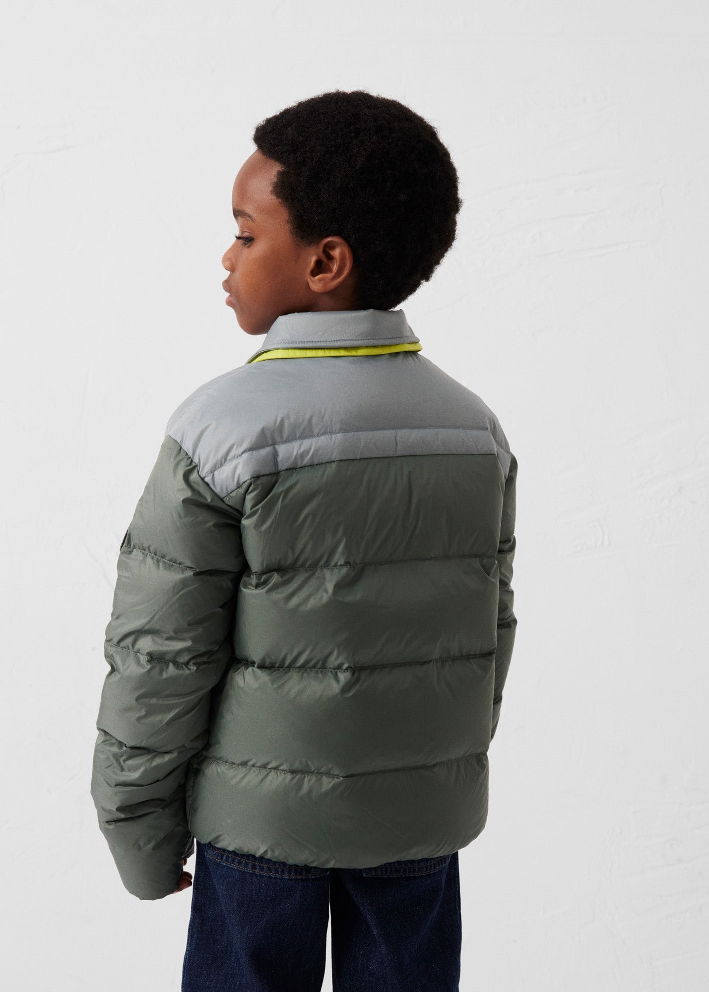 Kids' two-tone contrast padded jacket JOTT Green