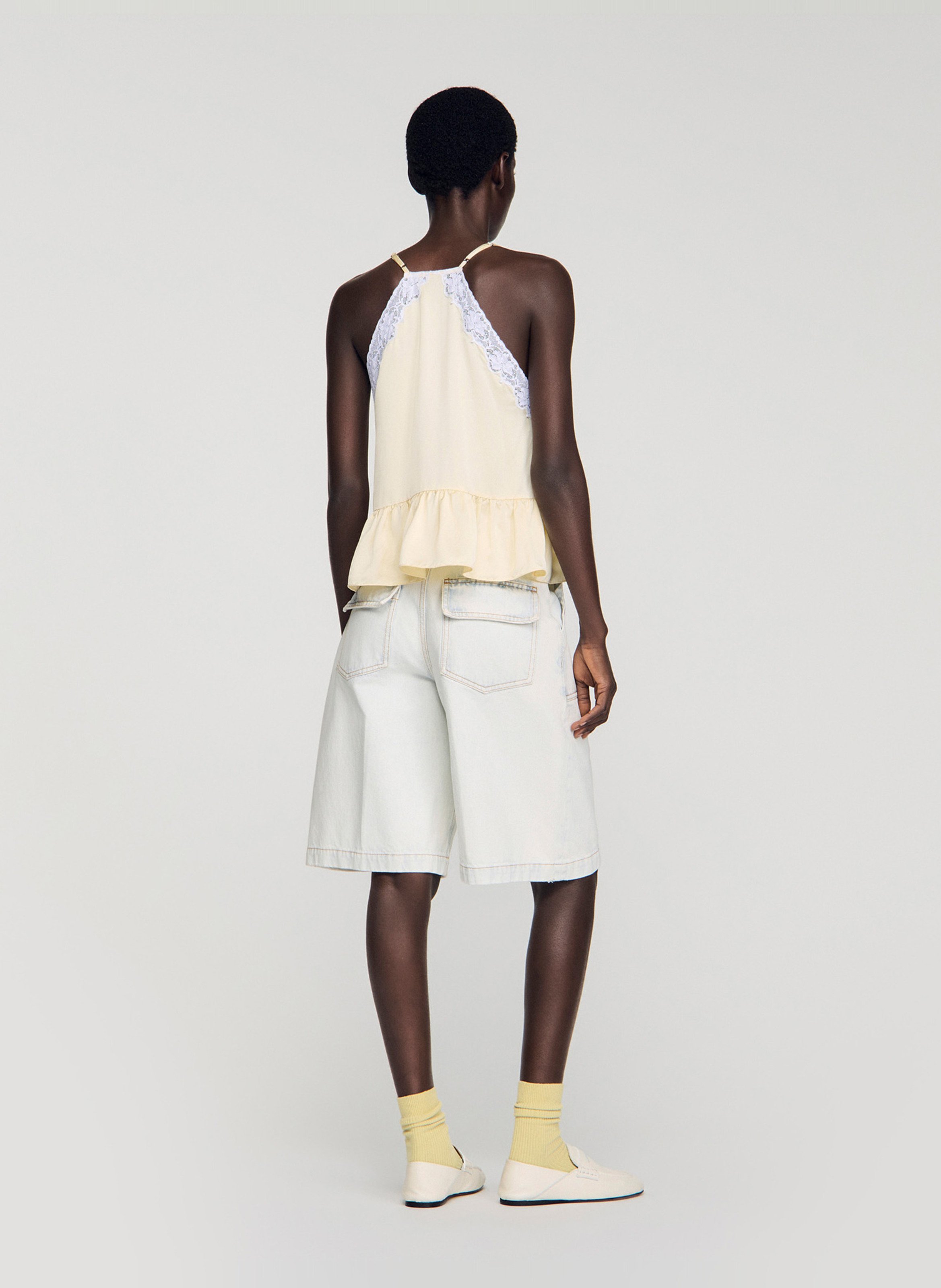 Straight satin camisole SANDRO Yellow