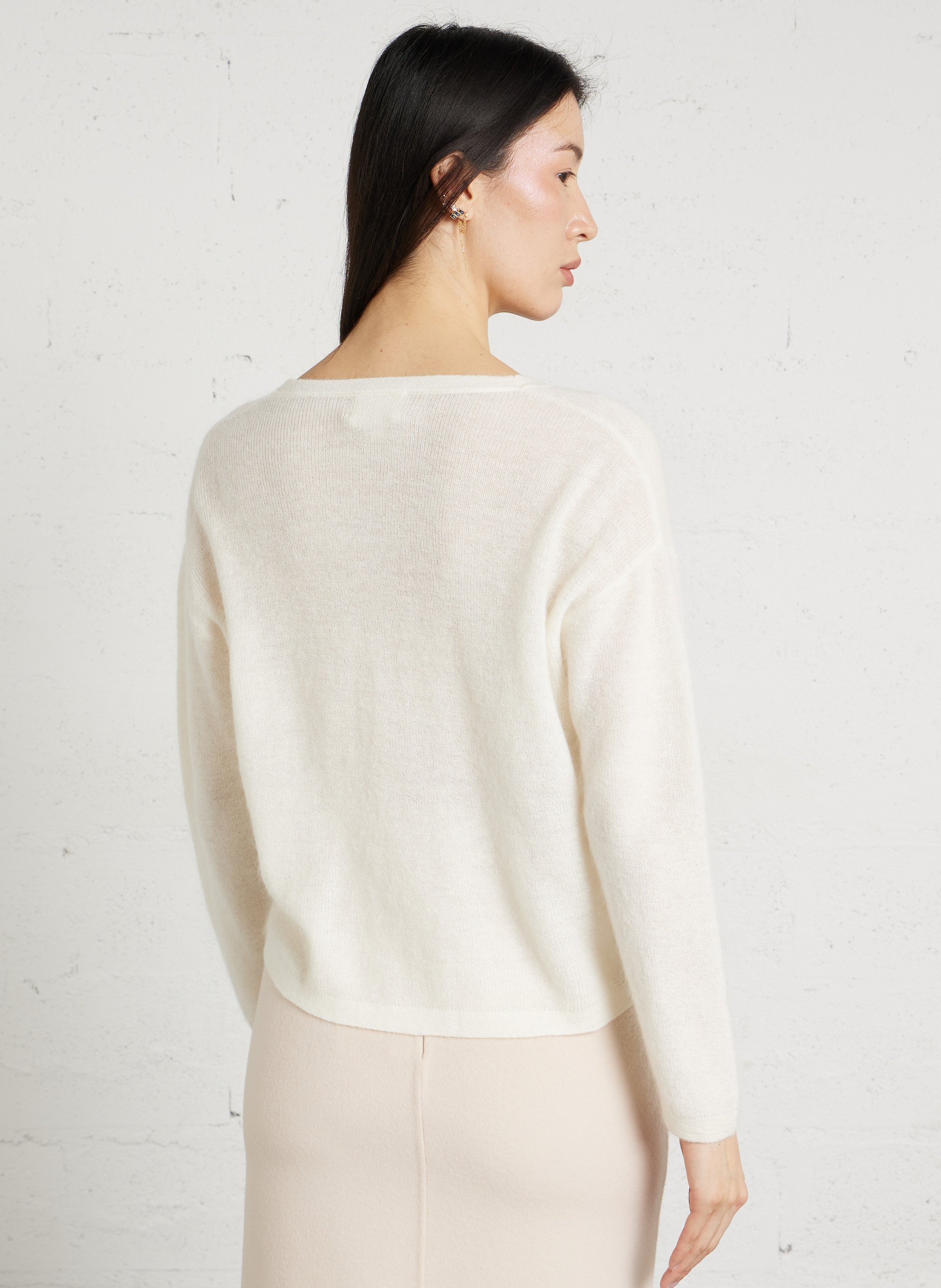 Straight knit V-neck cardigan MAISON 123 White