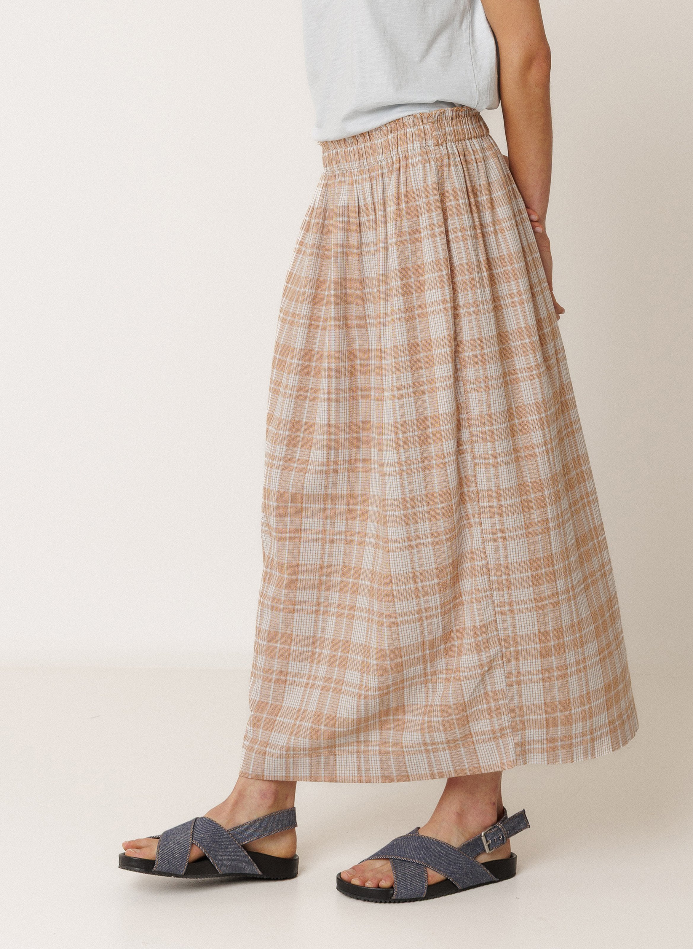 Jupe longue fluide à carreaux INDI & COLD